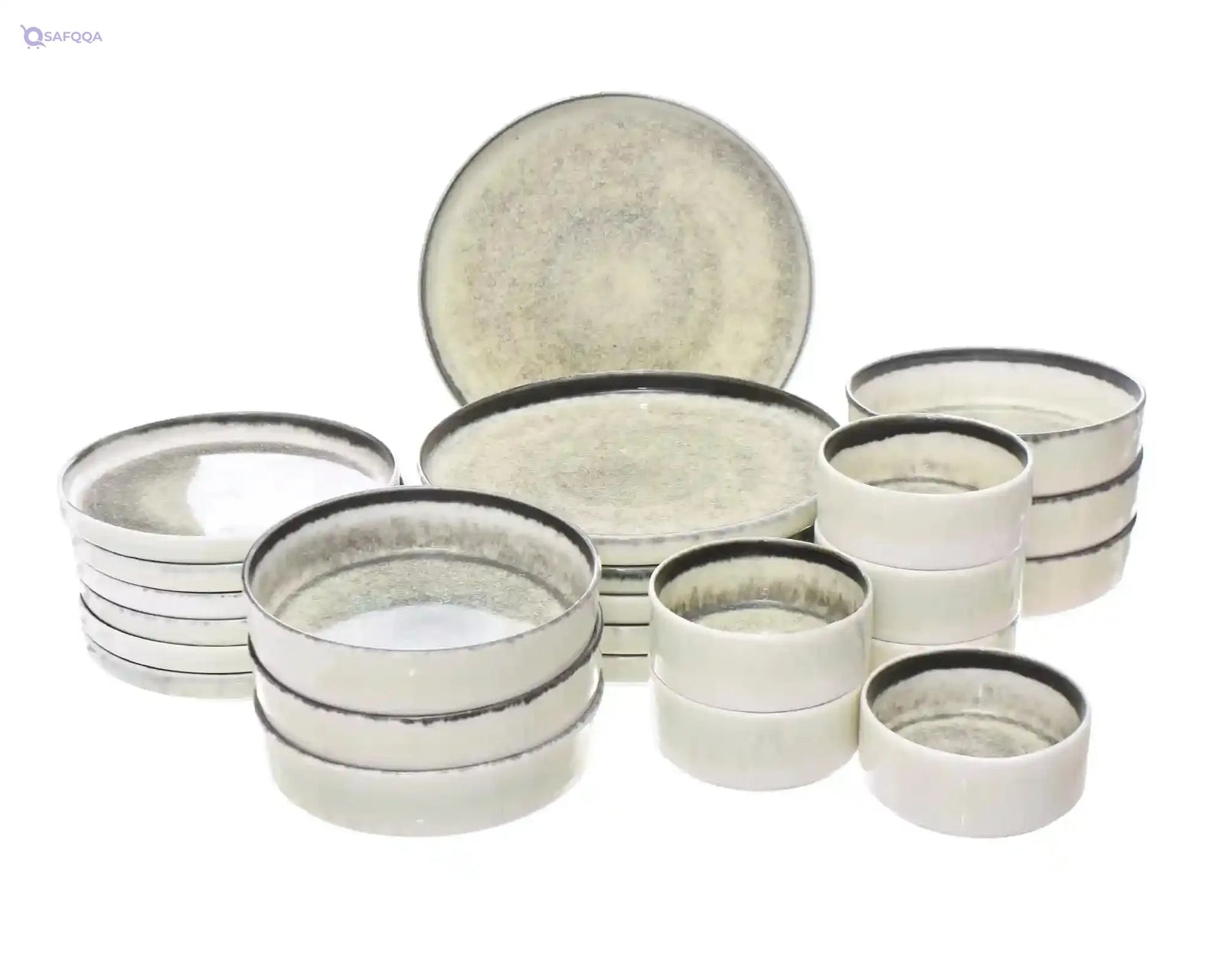Rosa Porcelain Sapphire Ellipse Dinnerware 23-Piece Set, Multi Color - Safqqa Egypt