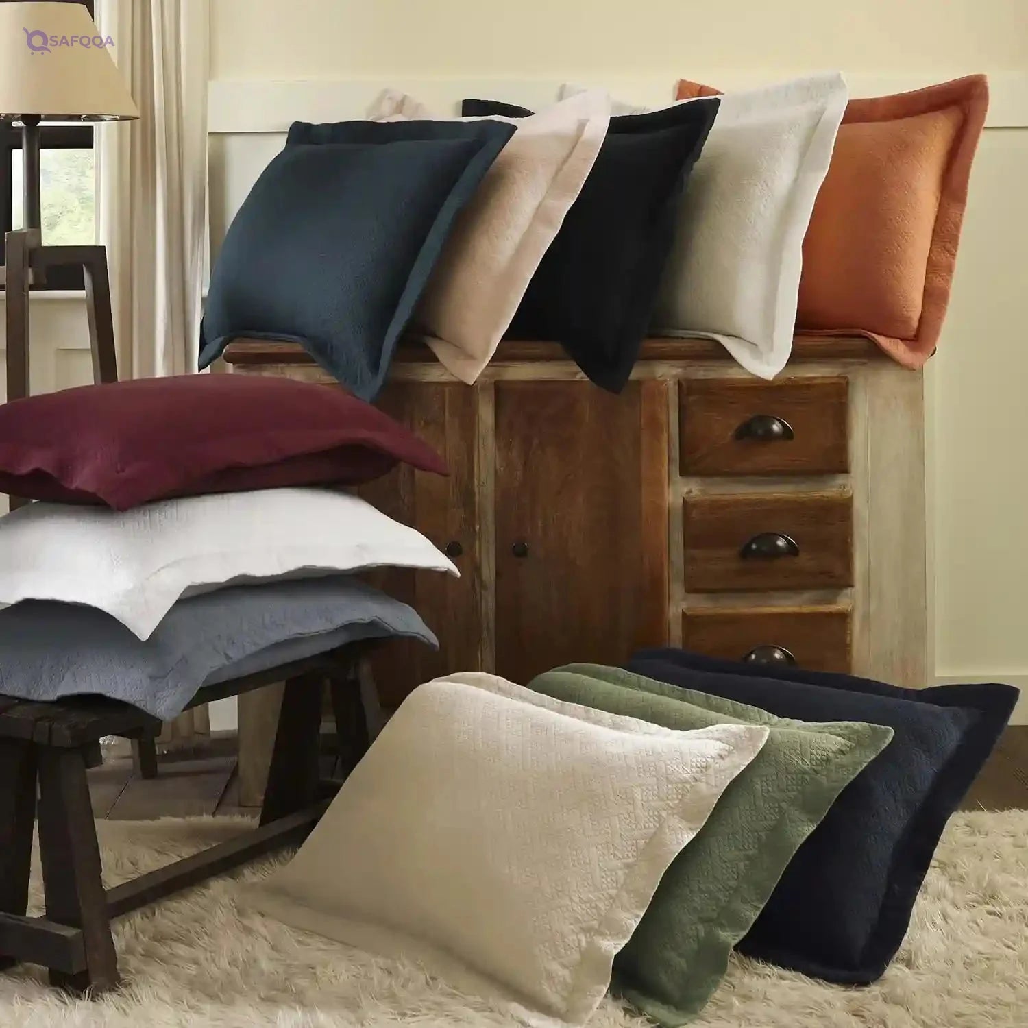 SUPERIOR Cotton Basketweave 3-Piece Bedspread Set - Full, Mandarin - Safqqa