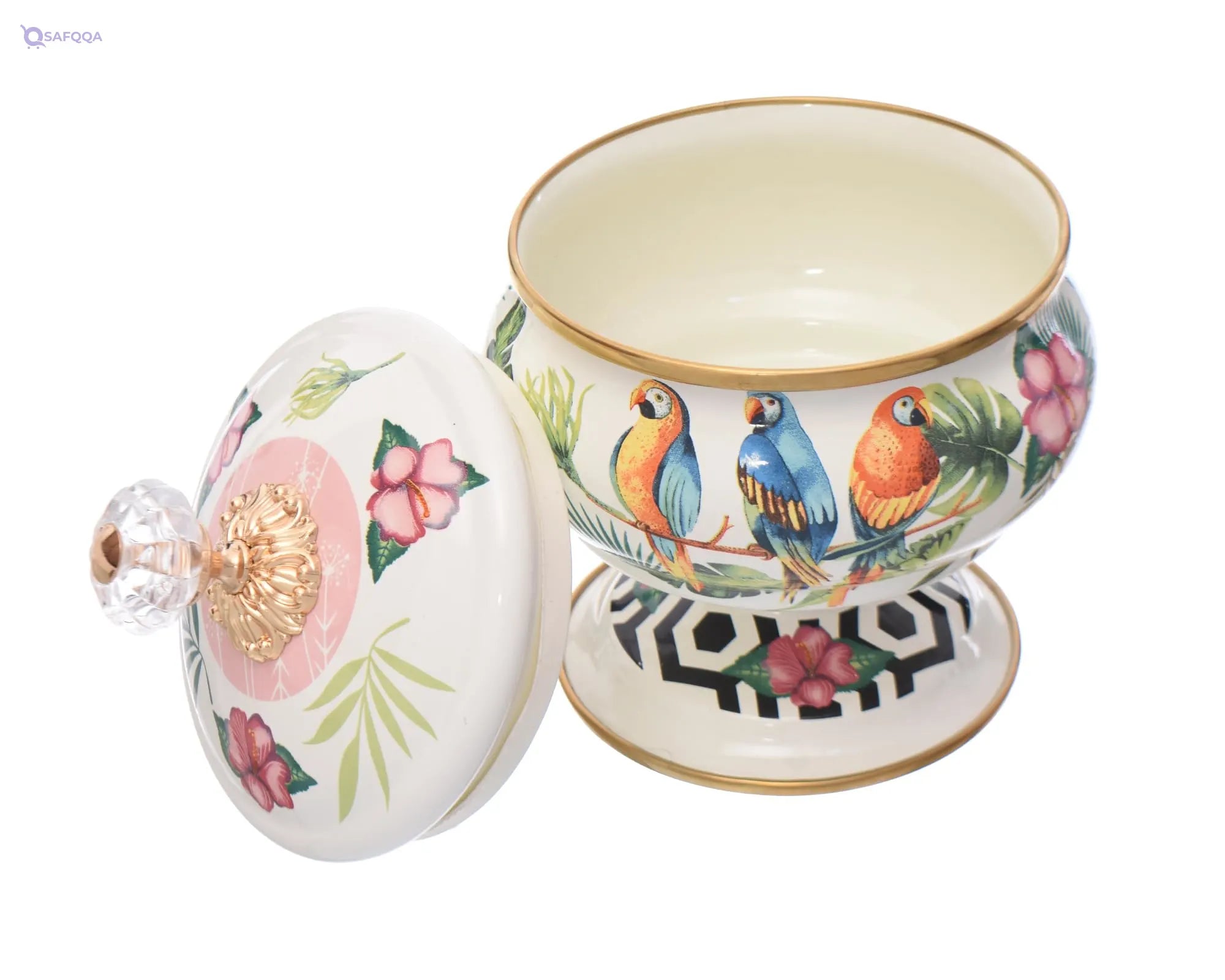 Avsar Decor Enamel Sugar Bowl with Lid - Safqqa