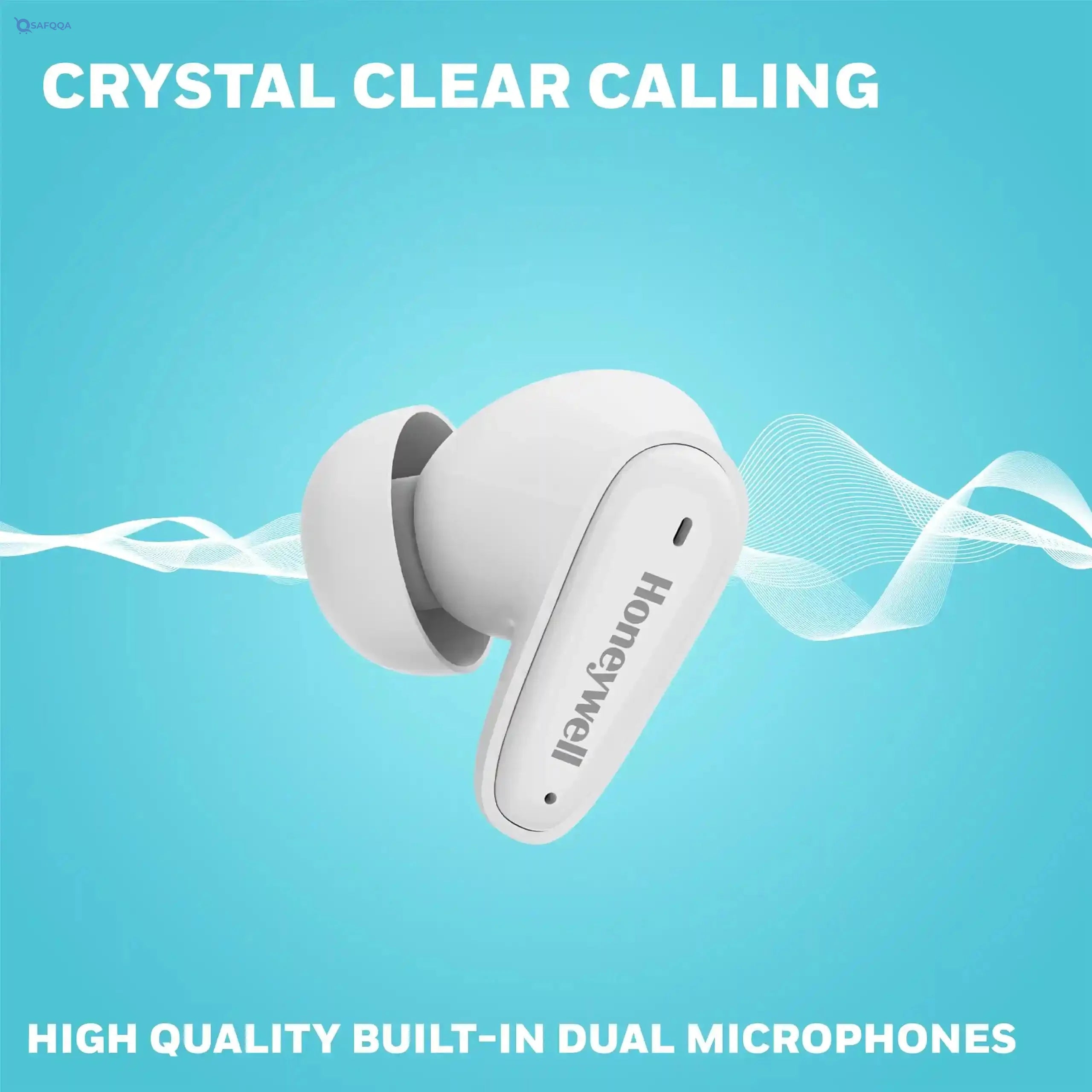 Honeywell  V1100, in-Ear True Wireless Stereo Earbuds with Digital Battery Display Case, Dual Microphones, Bluetooth V5.3, 31 Hours of Playtime, 100 Hours Stand-by, Fast Charging, White - Safqqa