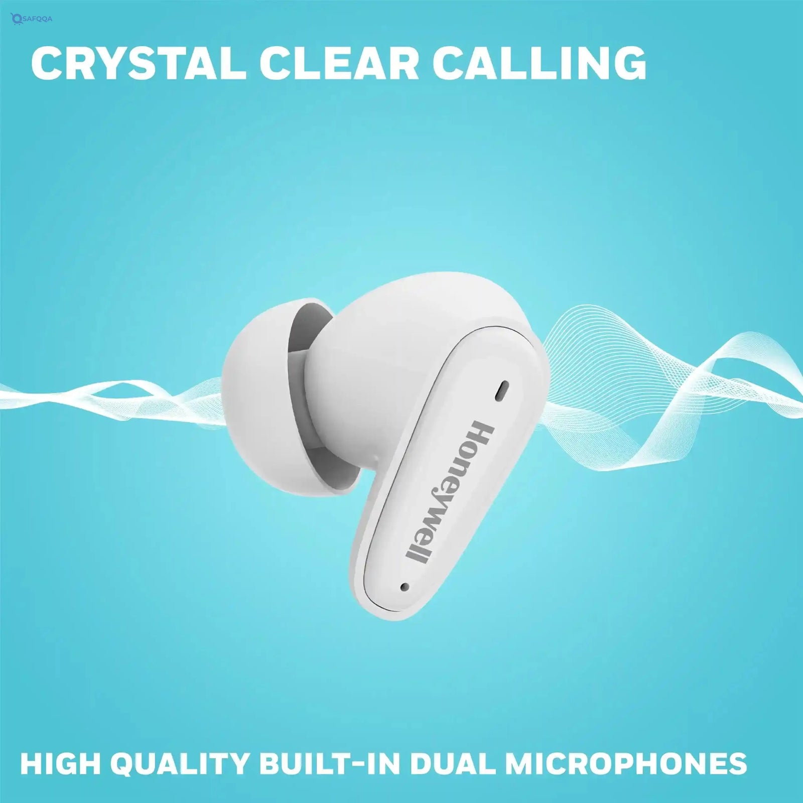Honeywell  V1100, in-Ear True Wireless Stereo Earbuds with Digital Battery Display Case, Dual Microphones, Bluetooth V5.3, 31 Hours of Playtime, 100 Hours Stand-by, Fast Charging, White - Safqqa