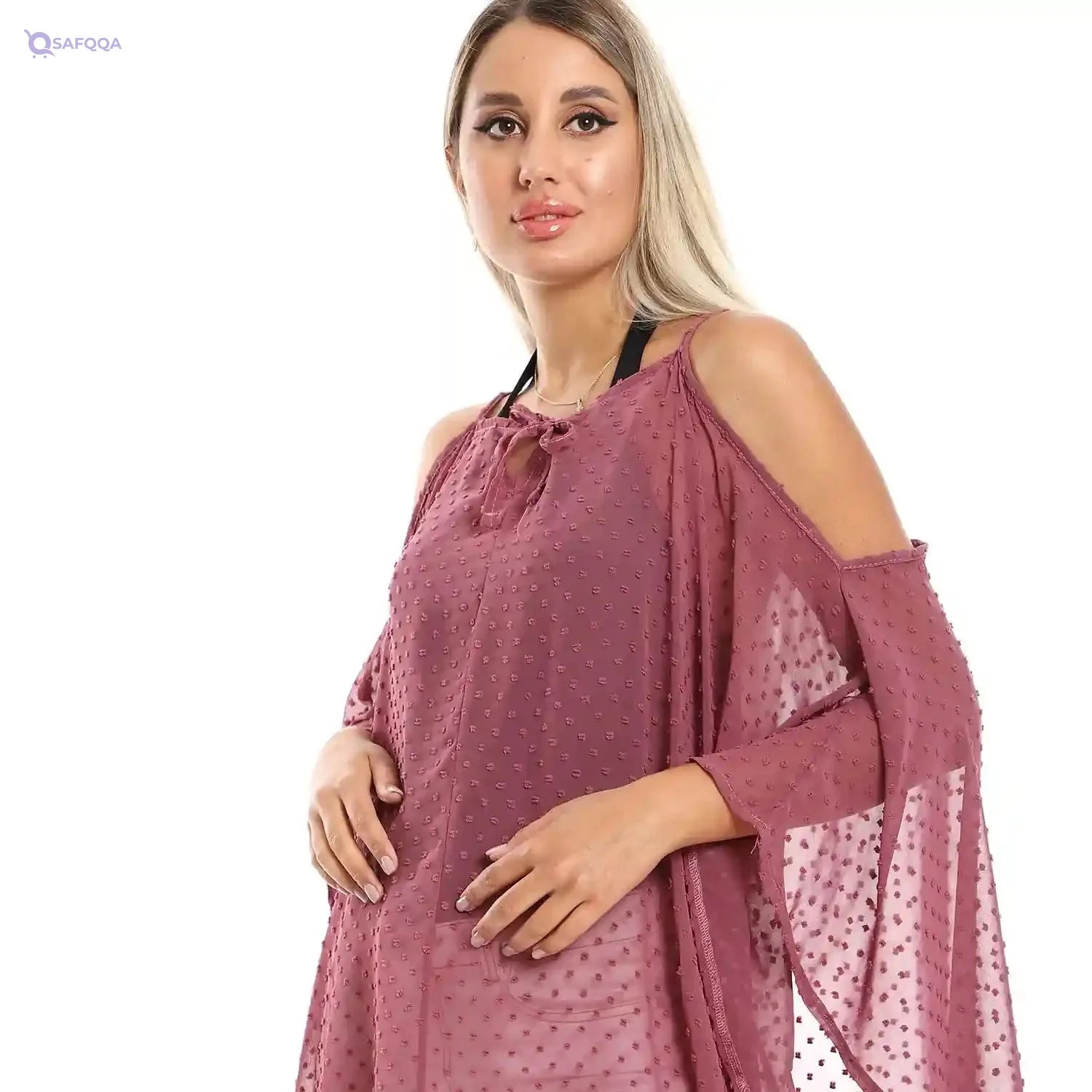 JAMILA Women Self Stitches Sheer Cover Up OUTERWEAR - Safqqa Egypt