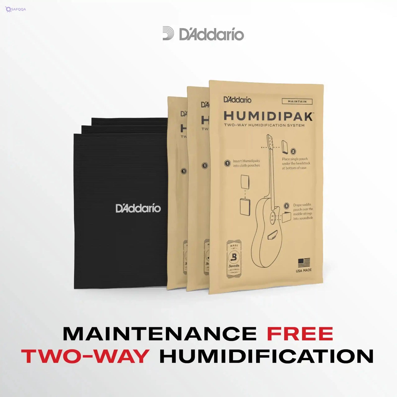 D'Addario Planet Waves PW-HPK-01 Humidipak Automatic Humidity Control System for Guitar, Black - Safqqa