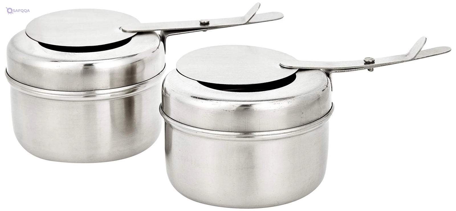 RAJ Double Rectangular Bowl ,Silver Double rectangular design with two compartments - Safqqa