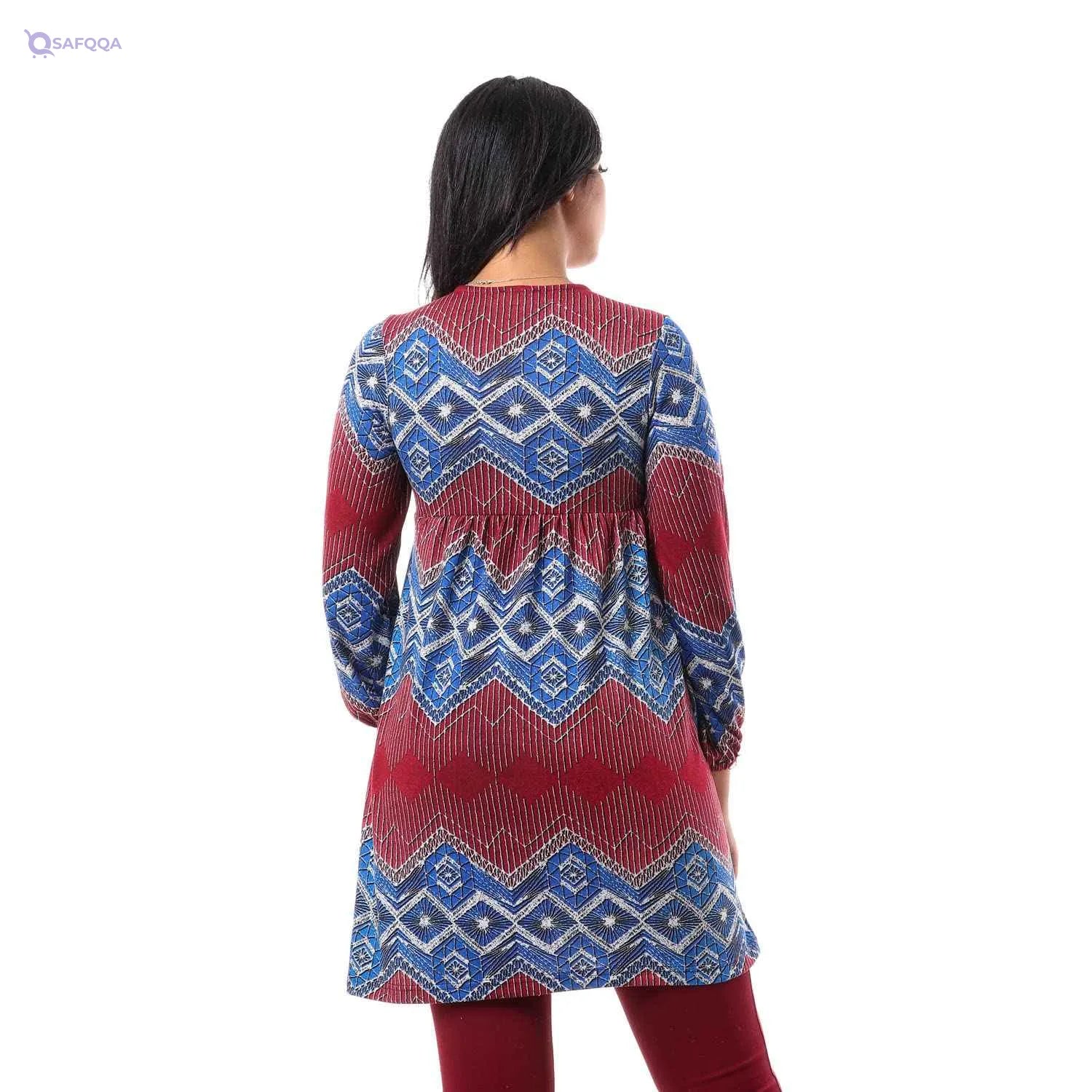JAMILA Women Tunic Top with Elastic Cuffs offers a comfortable and stylish fit, perfect for casual or semi-formal wear. - Safqqa