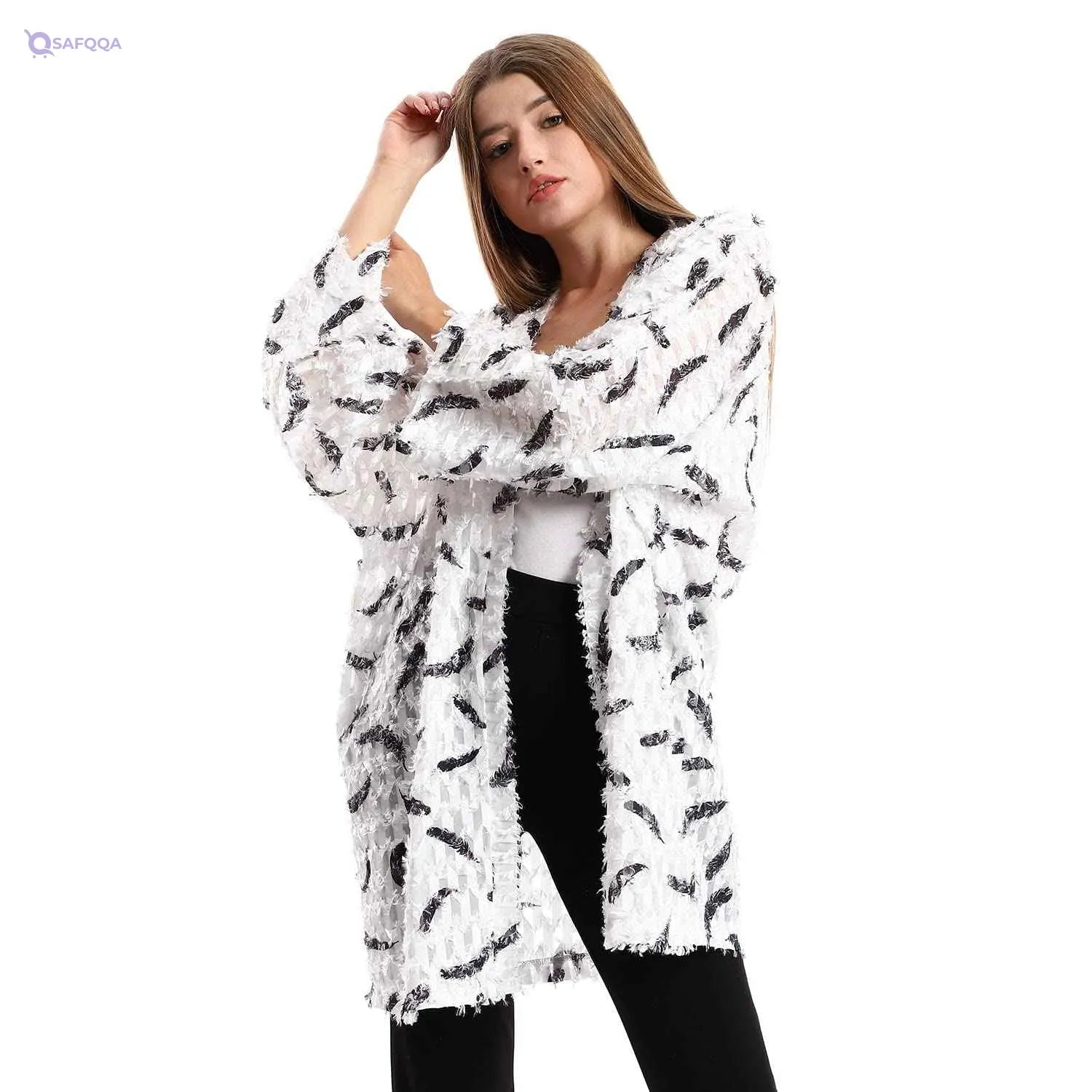 JAMILA Women Eyelash Long Sleeves Kimono ROBE - Safqqa Egypt