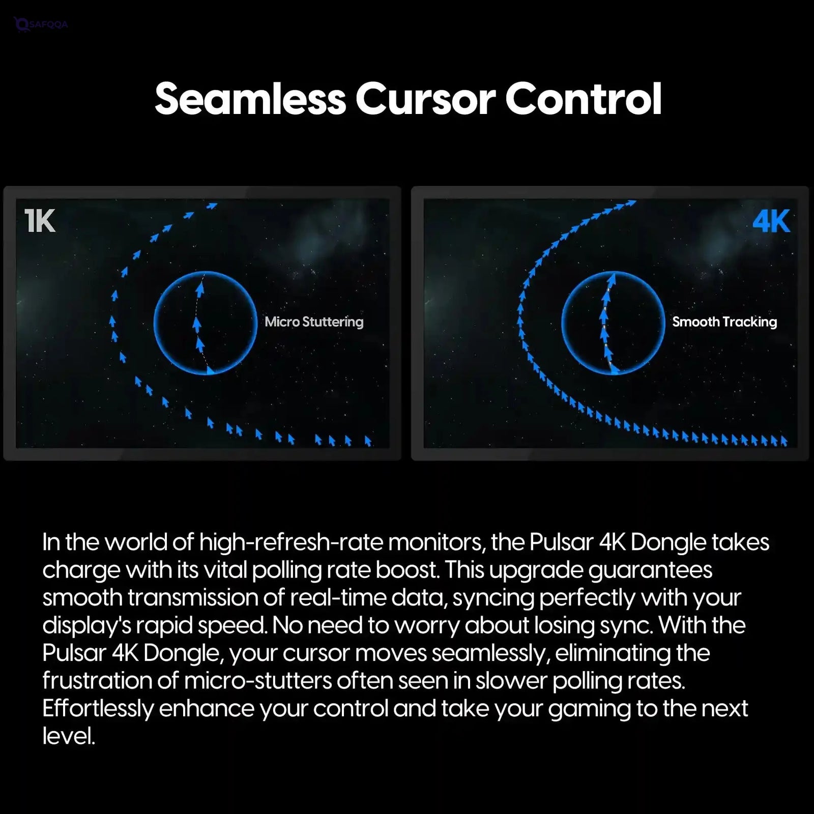 Pulsar Gaming Gears - 4K Wireless , Enable 4000Hz Polling Rate, boosts Tracking Precision, responsiveness and Accuracy (Black) - Safqqa