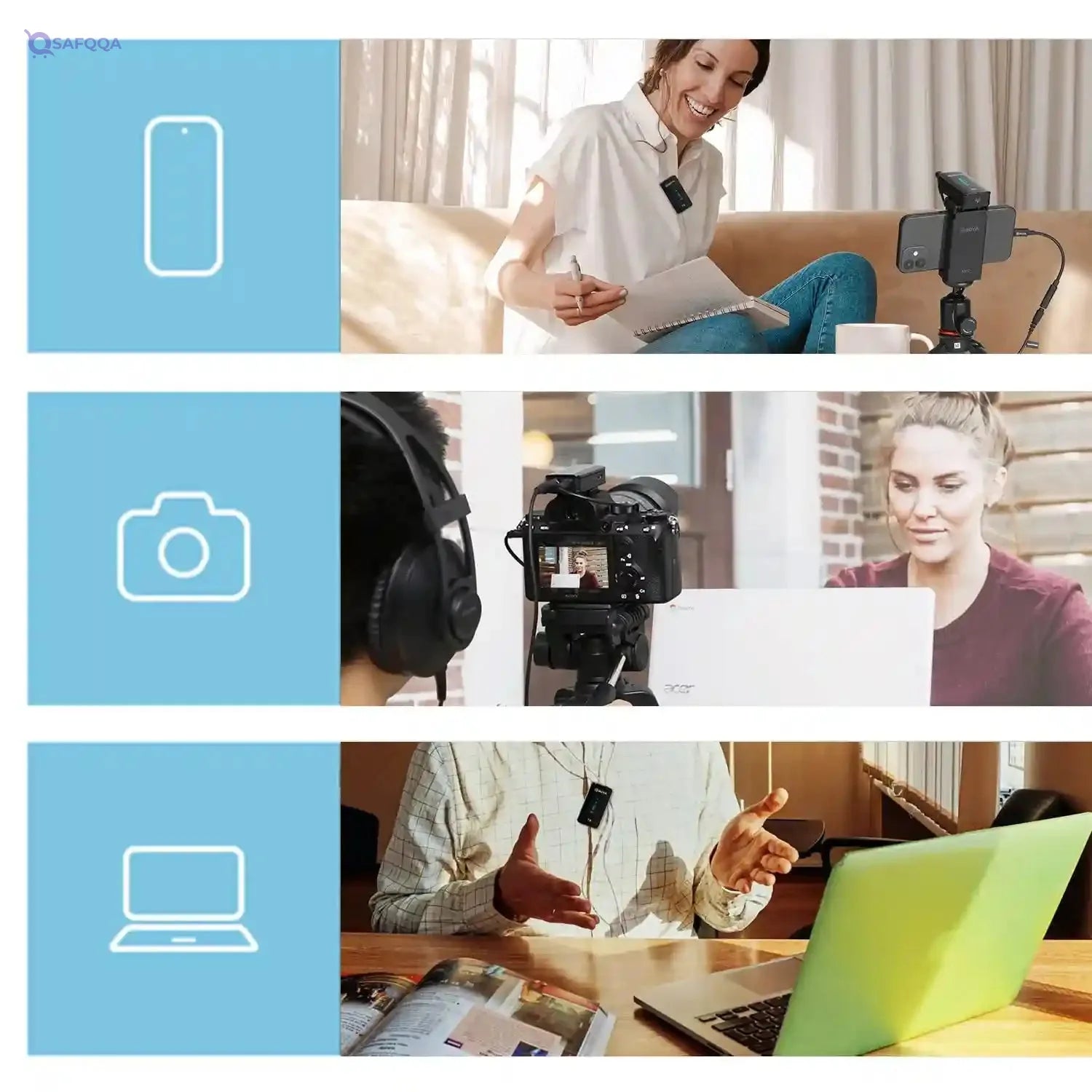 Boya by-xm6-s2 2.4ghz dual-channel wireless microphone system - Safqqa