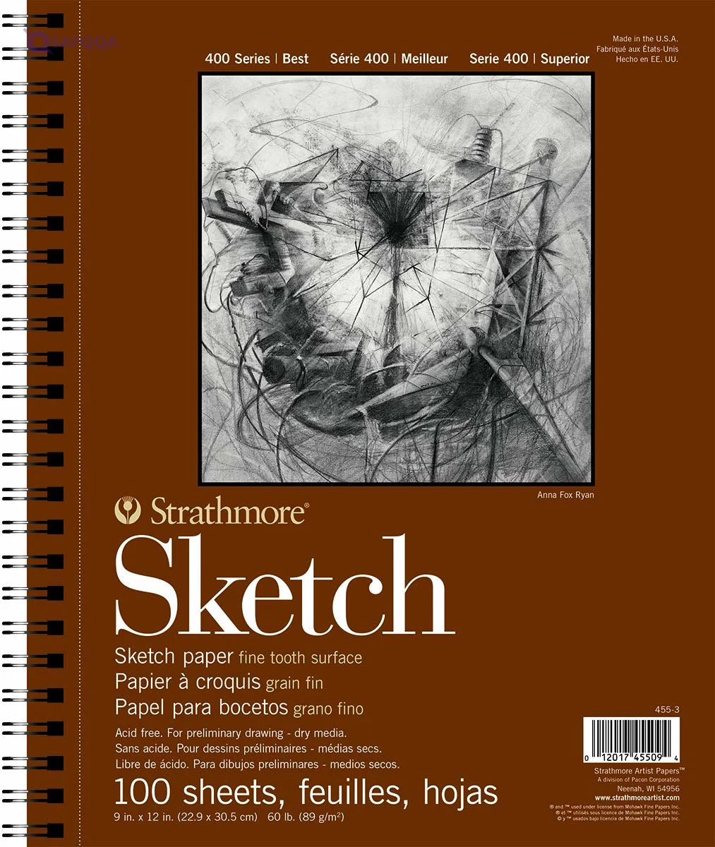 Strathmore 400 Series Sketch Pad – 9 x 12 Inches, 100 Sheets, Wire Bound - Safqqa