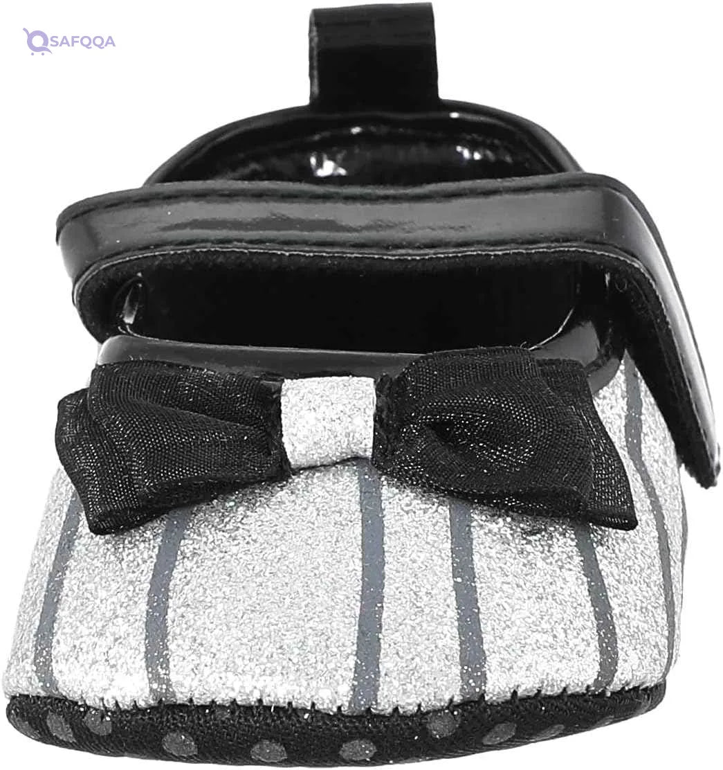 Mix & Max Striped Front Bow Velcro Strap Shoes for Girls - Safqqa Egypt