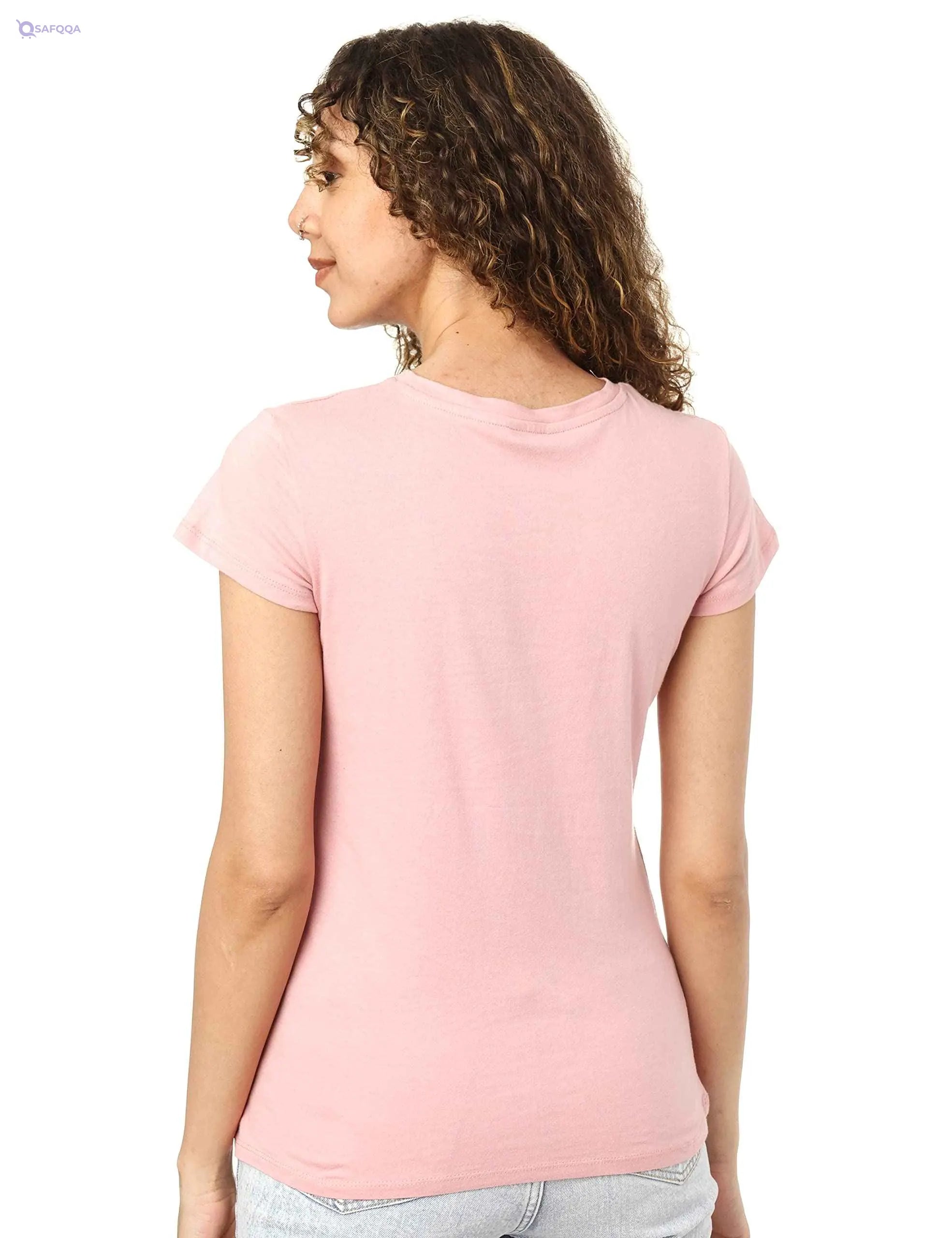 Splash Front Print Short SLeeves Cotton T-Shirt for Women - Safqqa Egypt