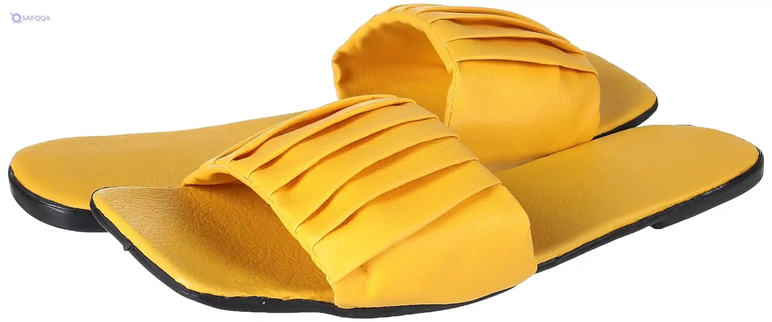 OX Faux Leather Yellow Slides OX005 For women, - Safqqa Egypt