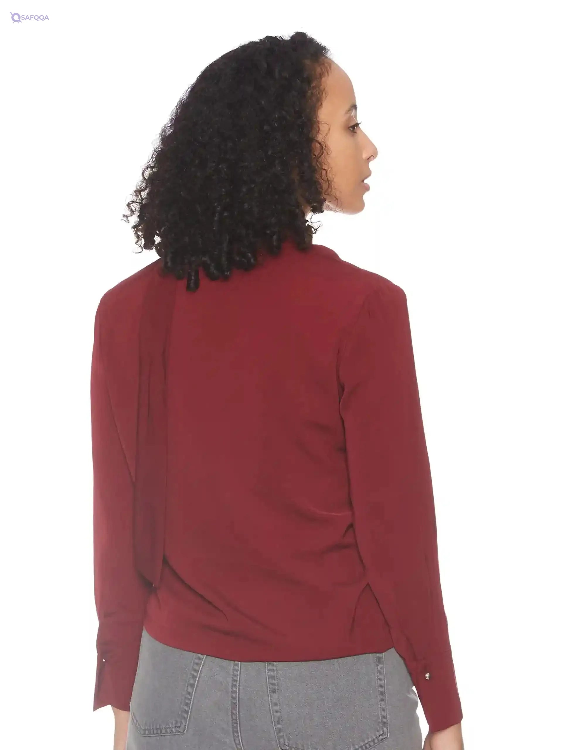 Plain Top with High Neck and Long Sleeves - Safqqa Egypt
