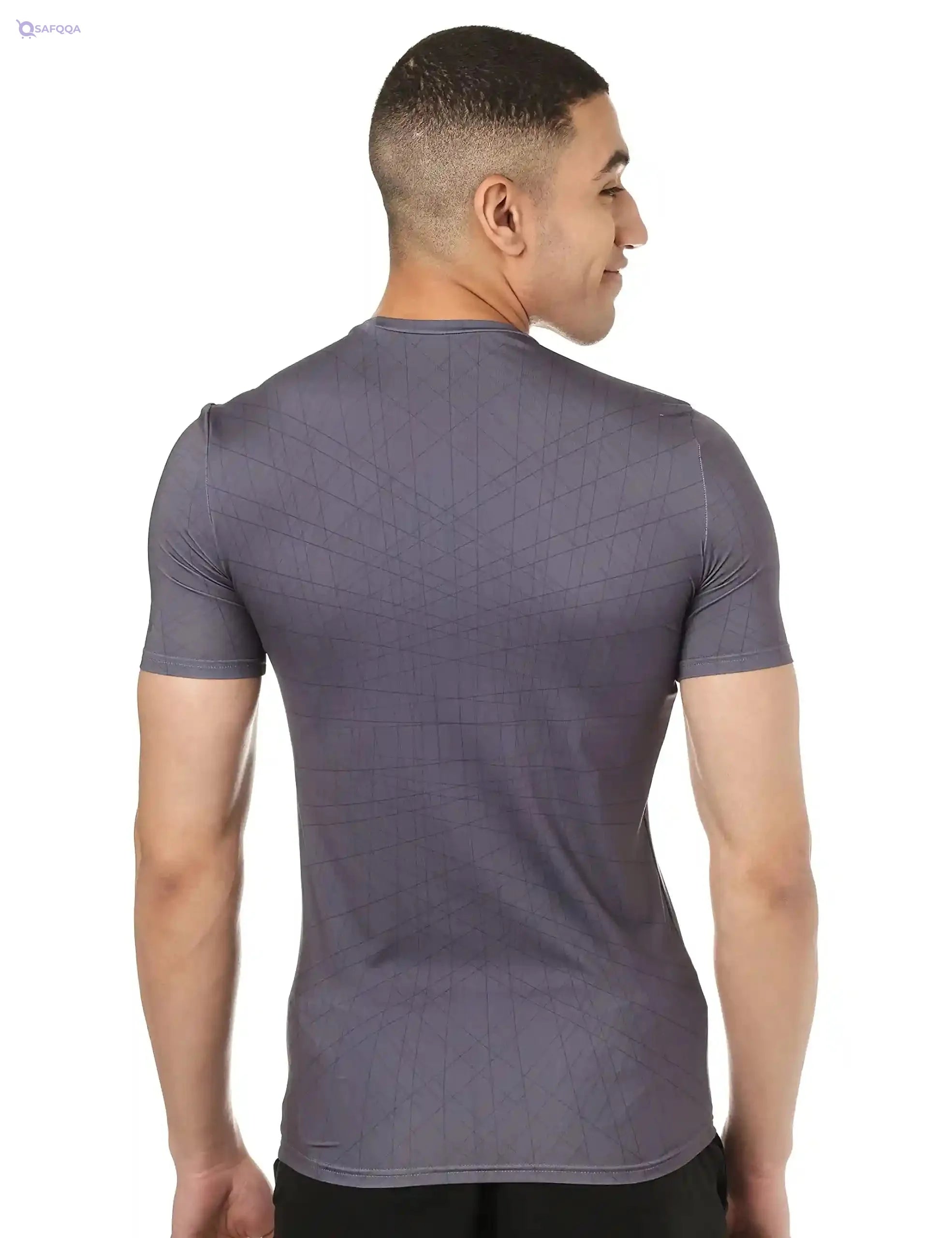 Magma Patterned Round Neck Slim-Fit Short Sleeves Sports T-Shirt for Men - Safqqa Egypt