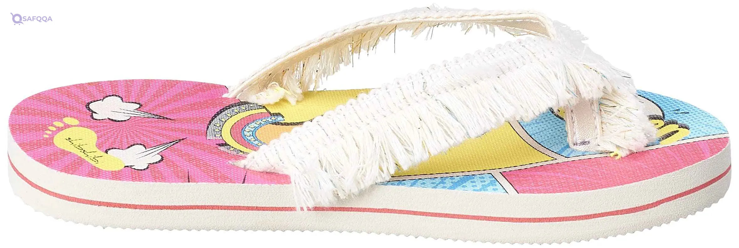 Shibshibi Multi Color Rubber Flip Flop Slipper With White Fabric Strap For Girls S - Safqqa Egypt
