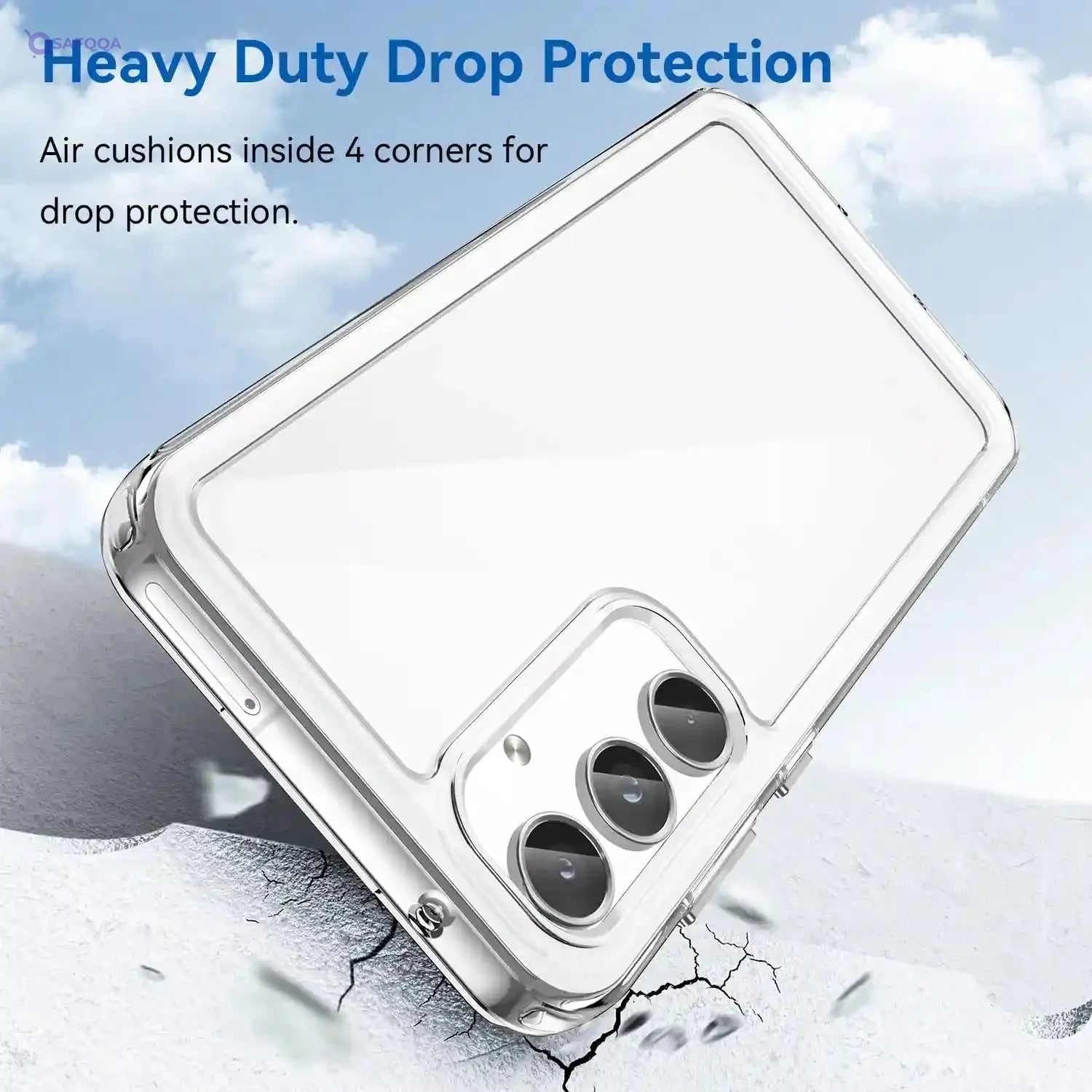 HidWee Crystal Clear Case Compatible with Samsung Galaxy A55 5G, Anti-Yellowing and Anti-Scratch Case, Anti-Shock Hybrid PC and TPU Silicone for Samsung Galaxy A55 5G - Transparent - Safqqa