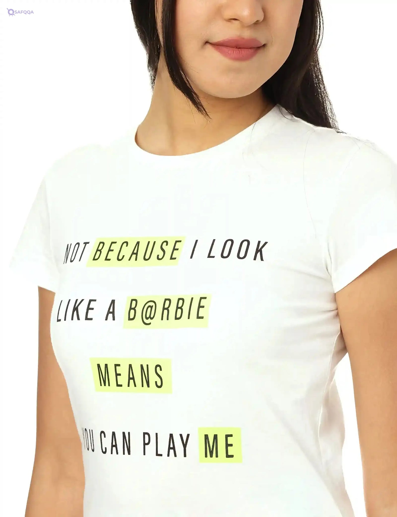 Splash Printed Words Short Sleeves Cotton T-Shirt for Women - Safqqa Egypt