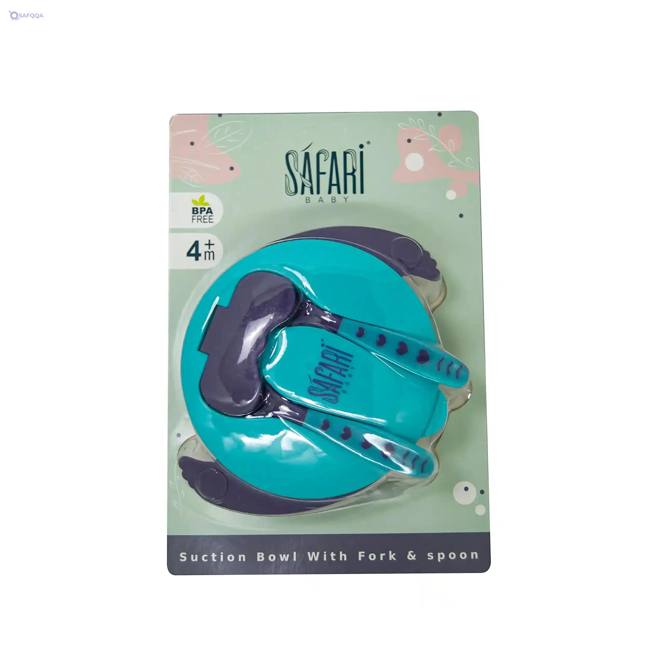 Safari dividable bowl with spoon and fork blue 1 piece - Safqqa Egypt