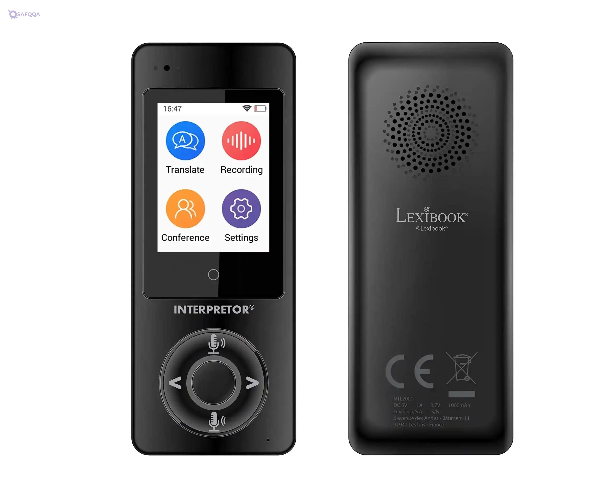 Lexibook Interpretor®, Instant Talking Translator, 75 Languages, Accurate translations of Professional Quality, Touch-Screen, Group Chat Function, Headphones Jack, Bluetooth, WiFi, Black, NTL2000 - Safqqa