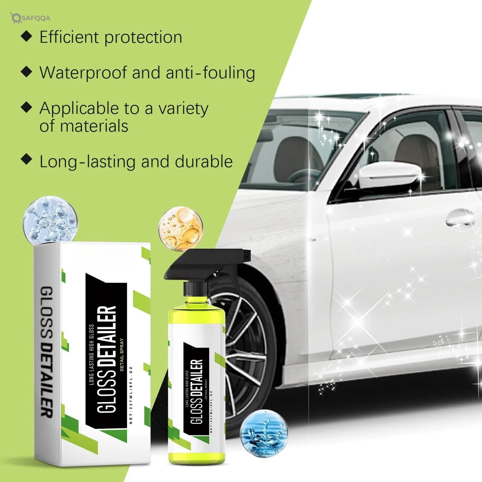 NALACAL Glass Cleaner Spray for Car, Car Glass Oil Film Stain Removal Cleaner, Glass Cleaner for Car Window, No-Streaks, Added Clarity, Tint Safe, Cleaner for Auto and Home, 2PCS - Safqqa
