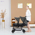 TEKNUM Double Baby Stroller Pram + Diaper Bag wt Stroller Hooks & Changing Mat + Pouch Wide Seat and Canopy Big Basket 5 Point Seat Belt Cushioned Seat (6-36 Months ) -Dark Grey - Safqqa