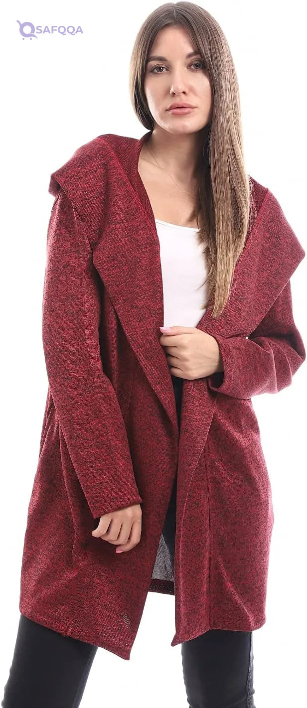 Jamila Women's Oversized Jacquard Long Sleeve Cardigan Jacket - Safqqa