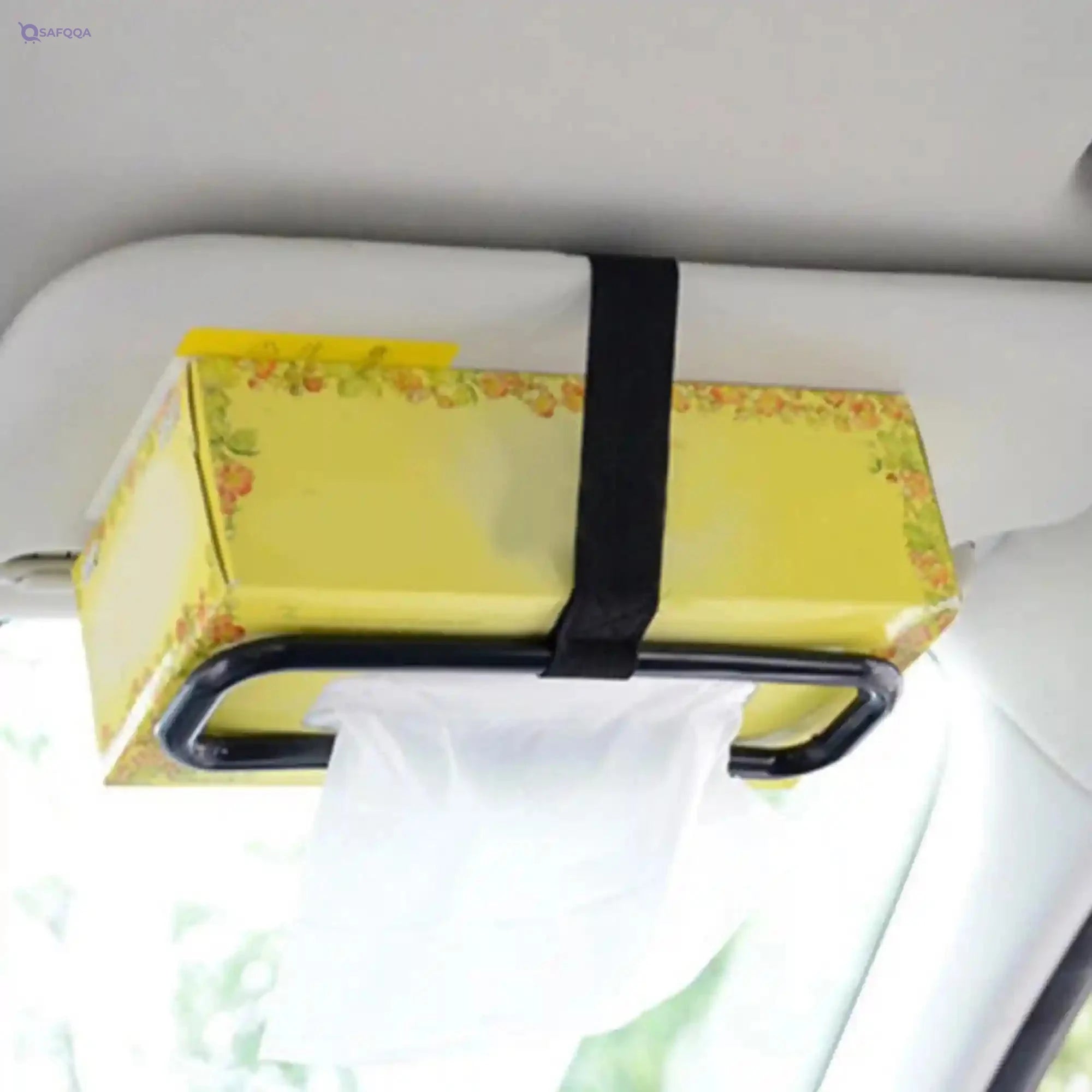 Car tissue paper box holder Auto rear seat headrest support Hold Clip Sun Visor Tissue Box Holder,Car Mount Organizer (Black) - Safqqa Egypt