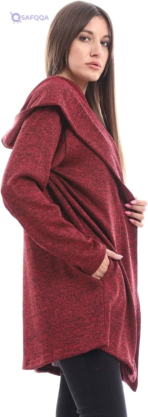Jamila Women's Oversized Jacquard Long Sleeve Cardigan Jacket - Safqqa