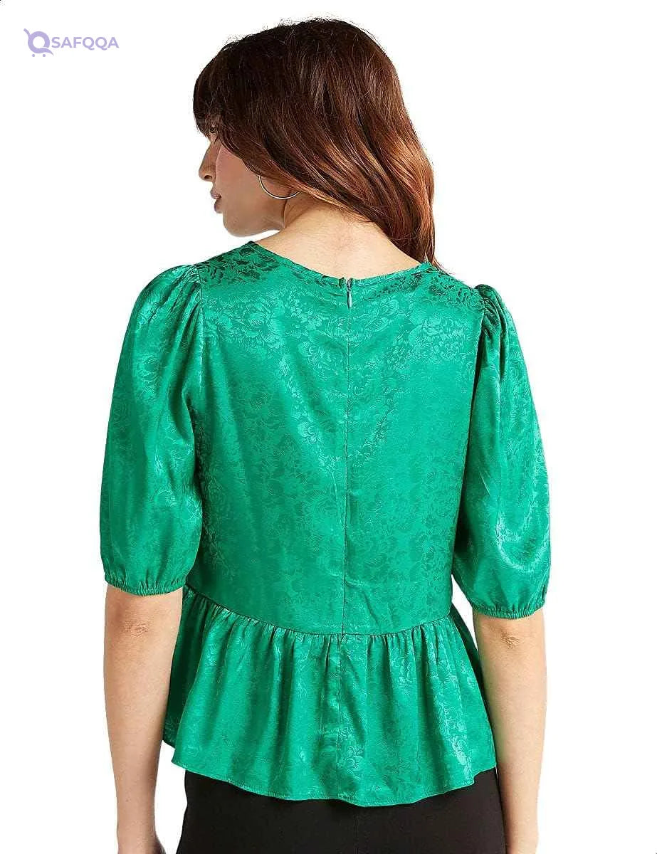 2Xtremz Floral-Pattern Puff Sleeves Peplum Top for Women - Safqqa Egypt