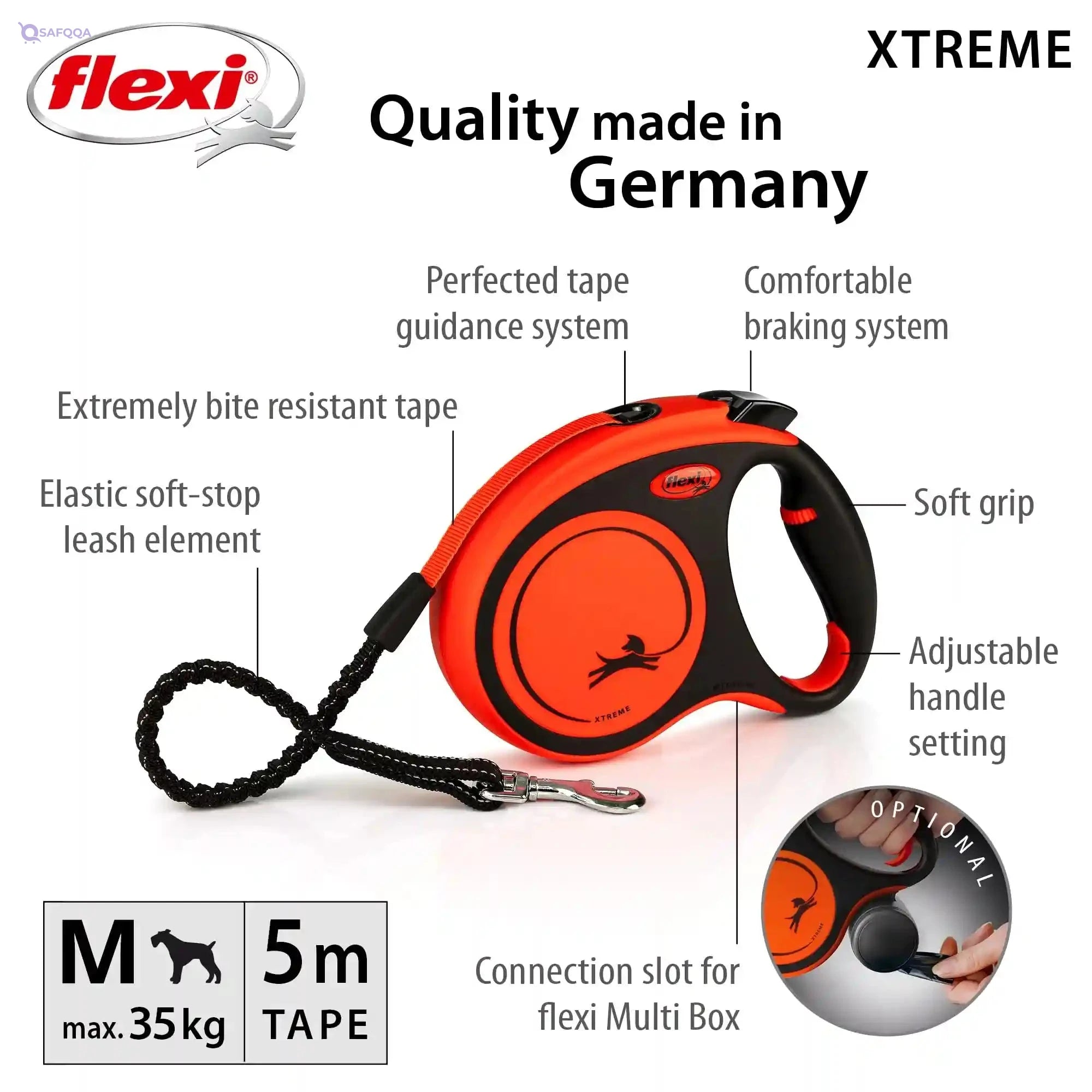 Flexi Tape 5m Black * Orange For Dog - Safqqa