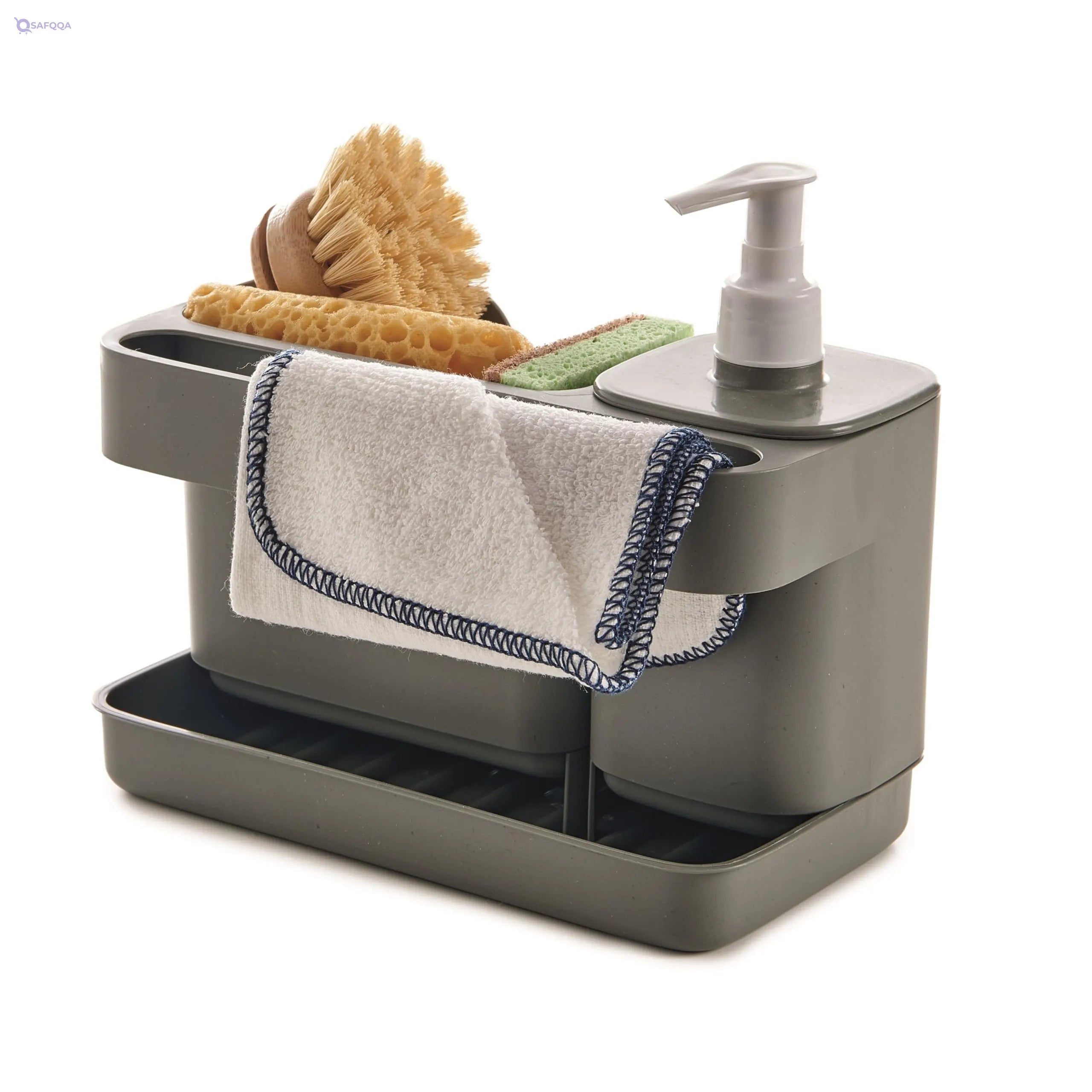 Snips Riordinello grey, sponge holder with dispenser, grey sink organizer, storage box for utensils 21 x 12 x 18 cm, made in Italy, 0% BPA and phthalate free. - Safqqa