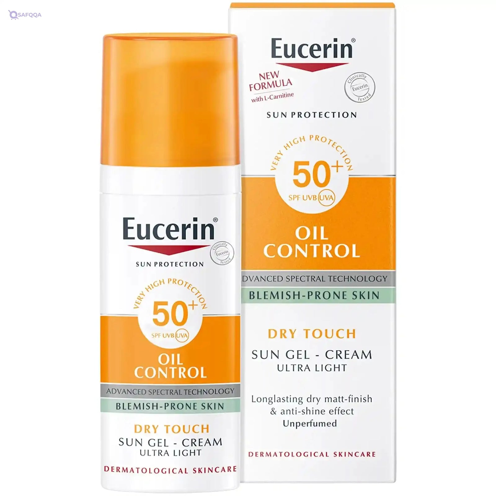 Eucerin Face Sunscreen Oil Control Gel-Cream Dry Touch, High UVA/UVB Protection, SPF 50+, Light Texture Sun Protection, Suitable Under Make-Up, For Oily Acne-Prone Skin, 50ml - Safqqa Egypt
