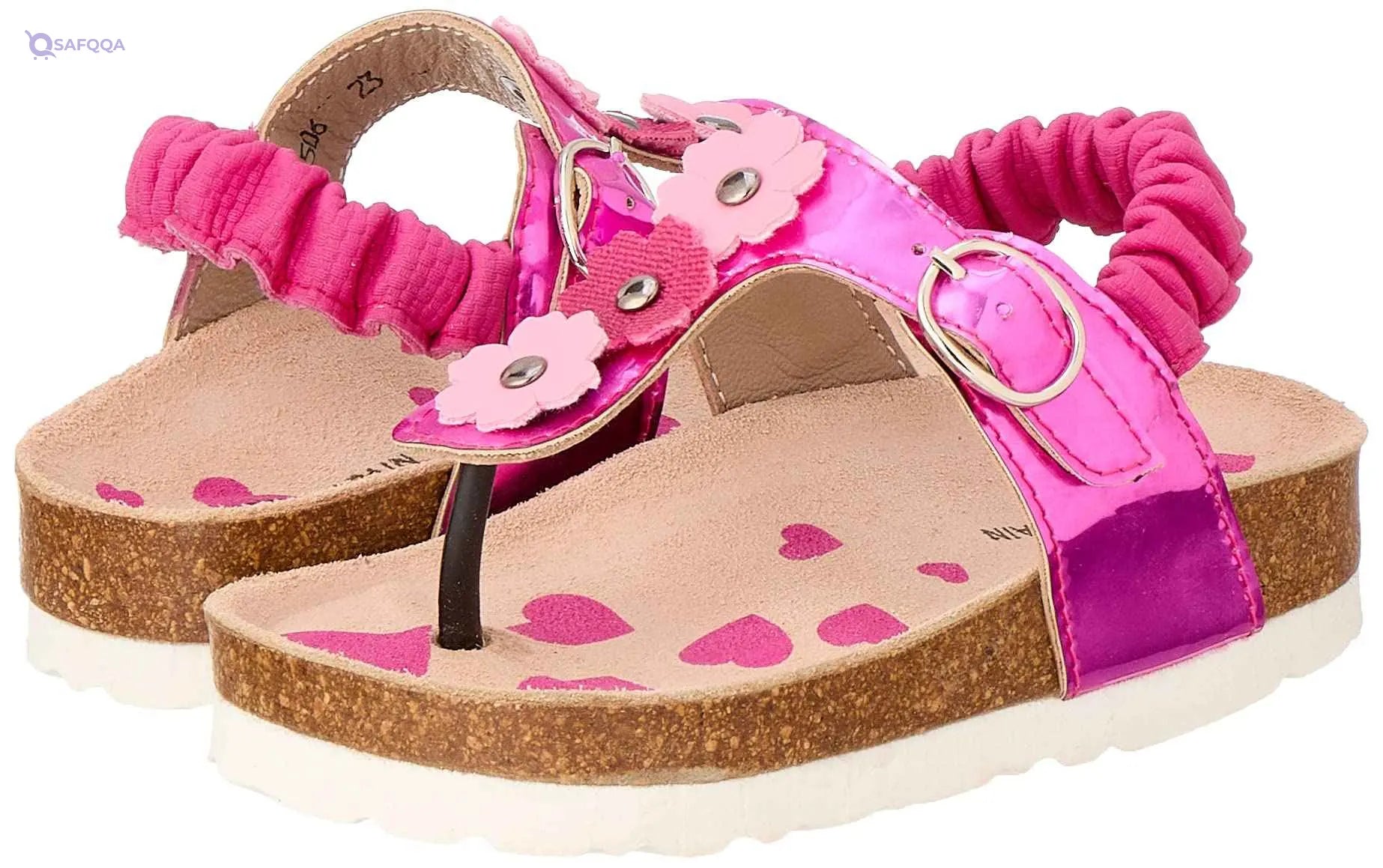 Bellino Flower Embellished Elastic Back Strap Thong Sandals for Girls- Damage Box - Safqqa Egypt