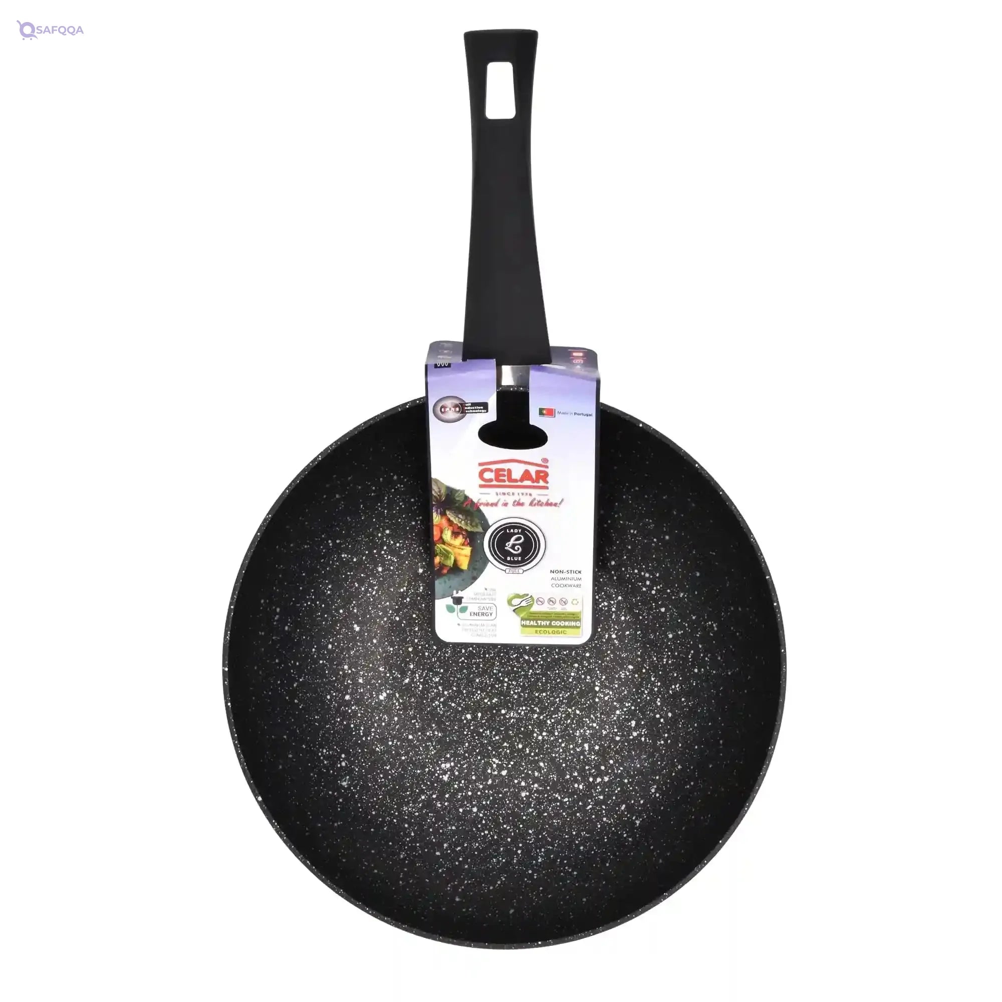 Celar Aluminum Lady Blue Wok, 28 cm Diameter, Induction + Gas Stove, Made In Portugal - Safqqa