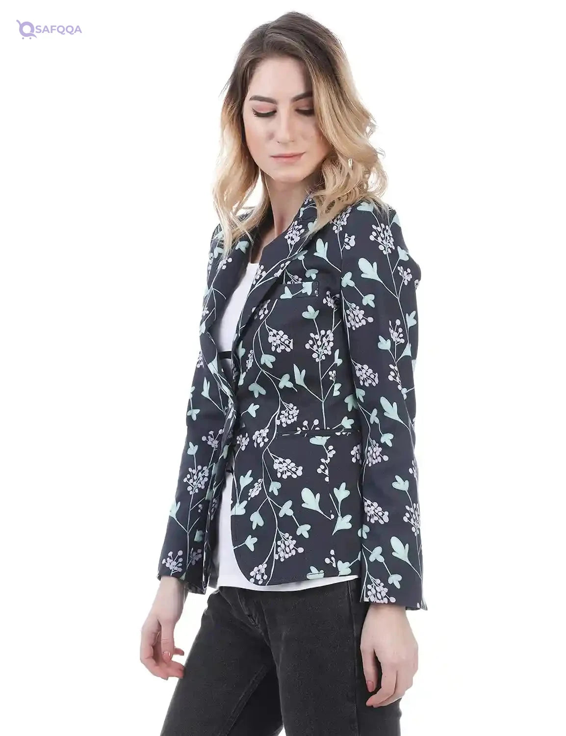 Chica Floral One-Button Fitted Blazer for Women - Safqqa Egypt