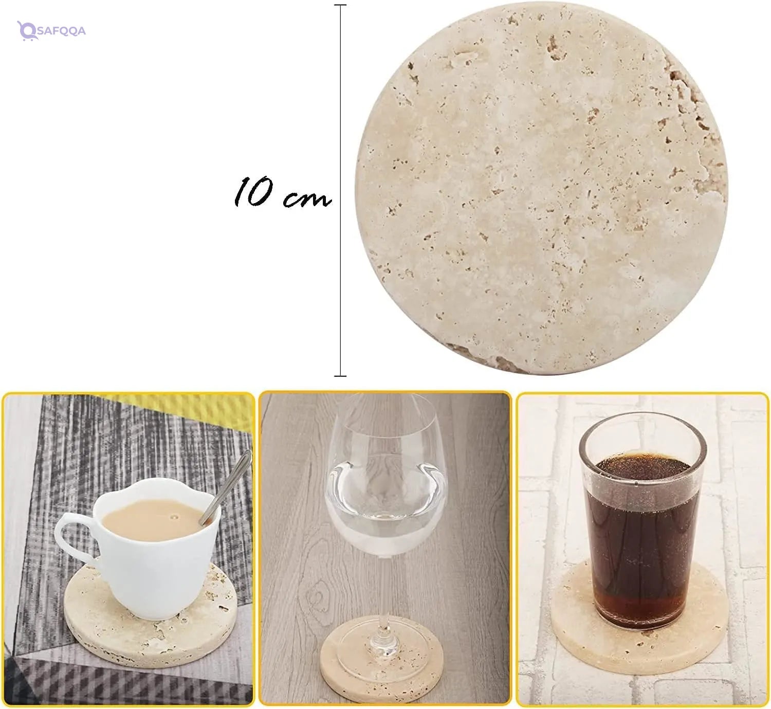 Travertine Stone Coasters – Drink, Coffee & Beverage Holder - Safqqa