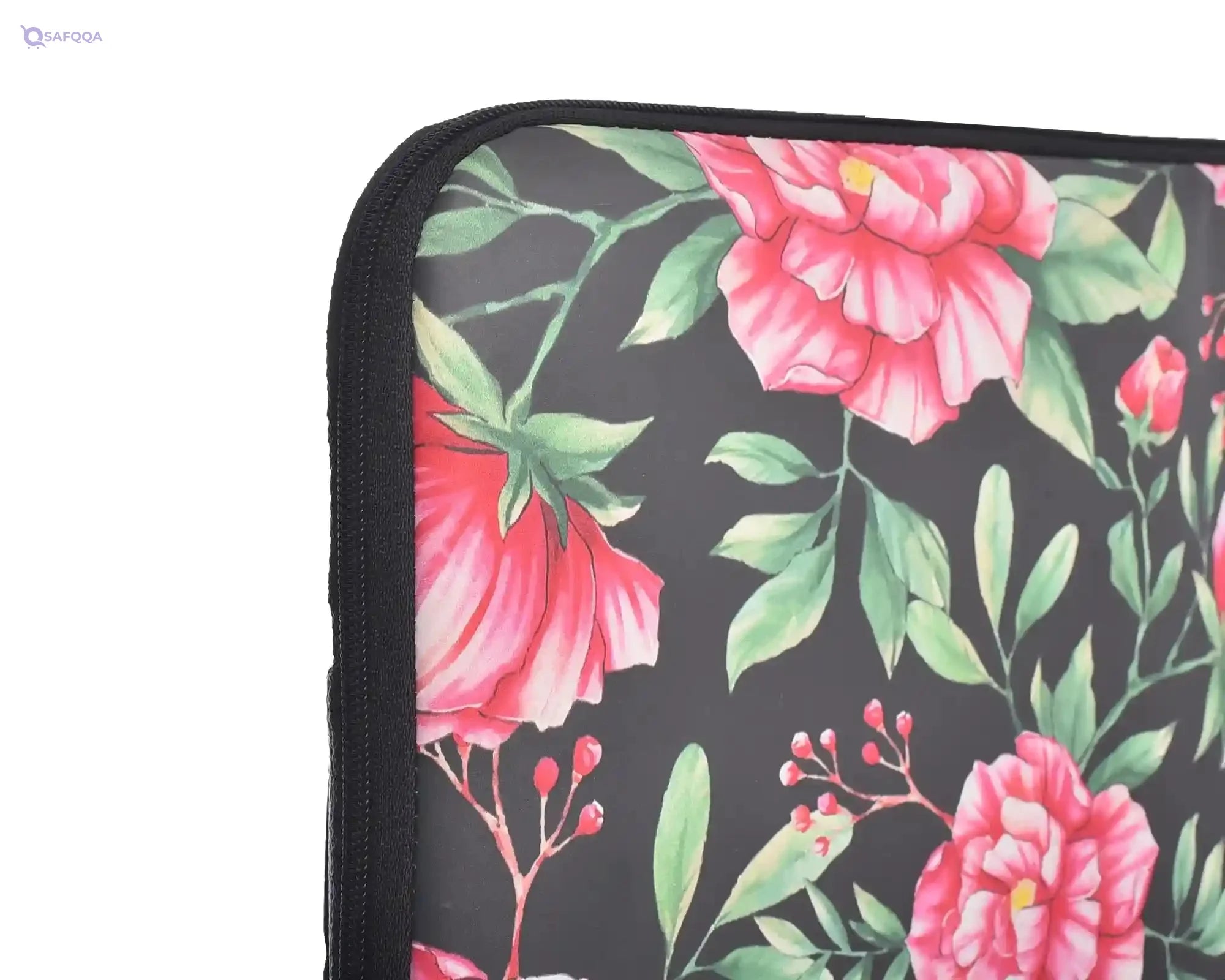 Dragon Leather Pocket Sleeve With Flowers Design And Zipper Pocket For Laptop And Tablets 15.6 Inch - Multi Color - Safqqa Egypt