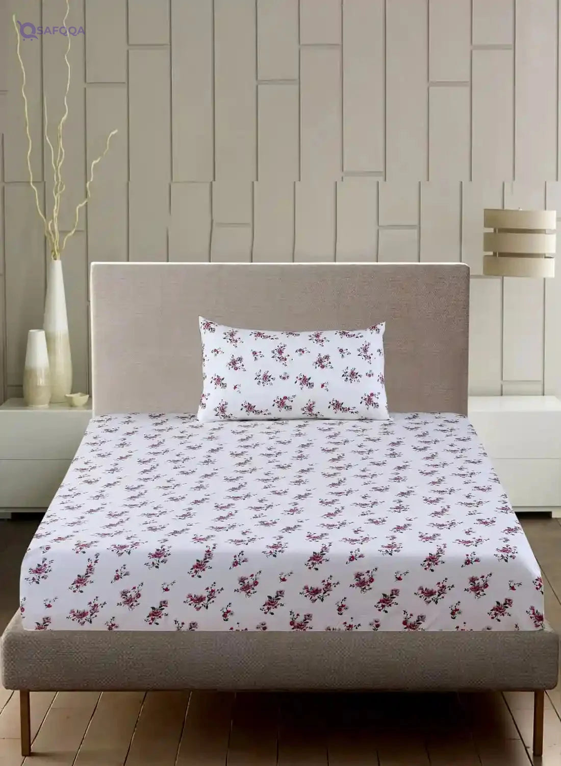 HOME TOWN Single Bedsheet with Pillow Case - Safqqa