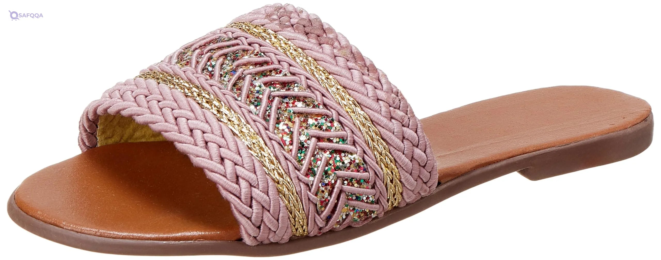 SWAY Flat Spongy Cushioned Insole For Amazing Comfort And Straw × Glitter Upper Design For Women, - Safqqa