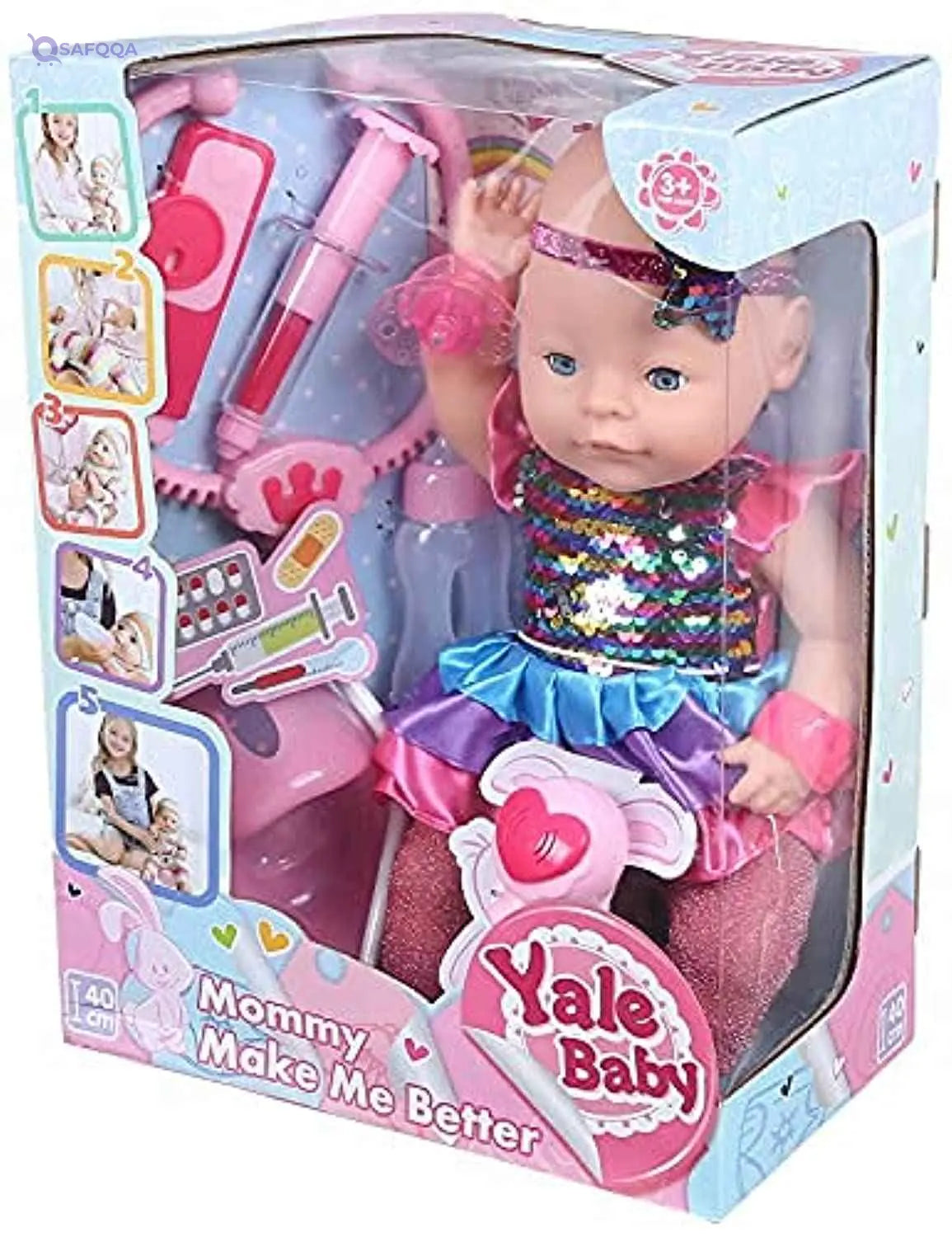 Yale Doll with Accessories for Girls, 40 cm - Multi Color - Safqqa Egypt