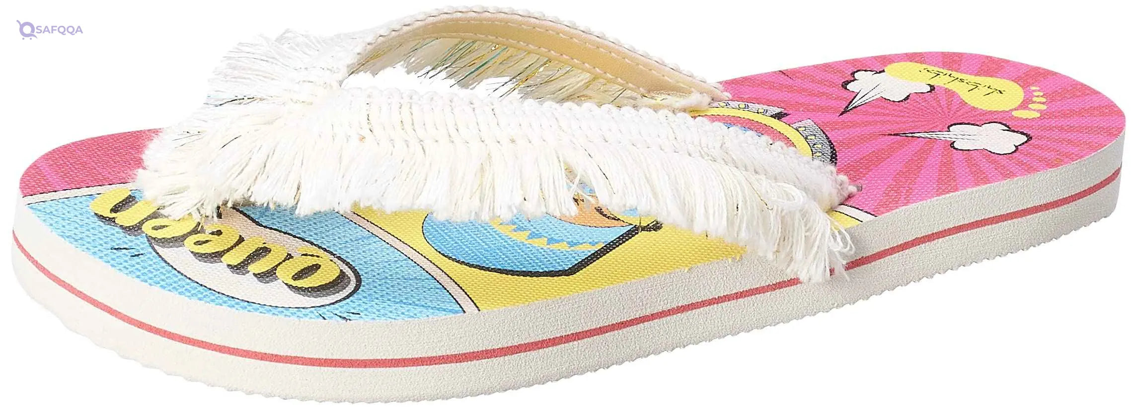 Shibshibi Multi Color Rubber Flip Flop Slipper With White Fabric Strap For Girls S - Safqqa Egypt