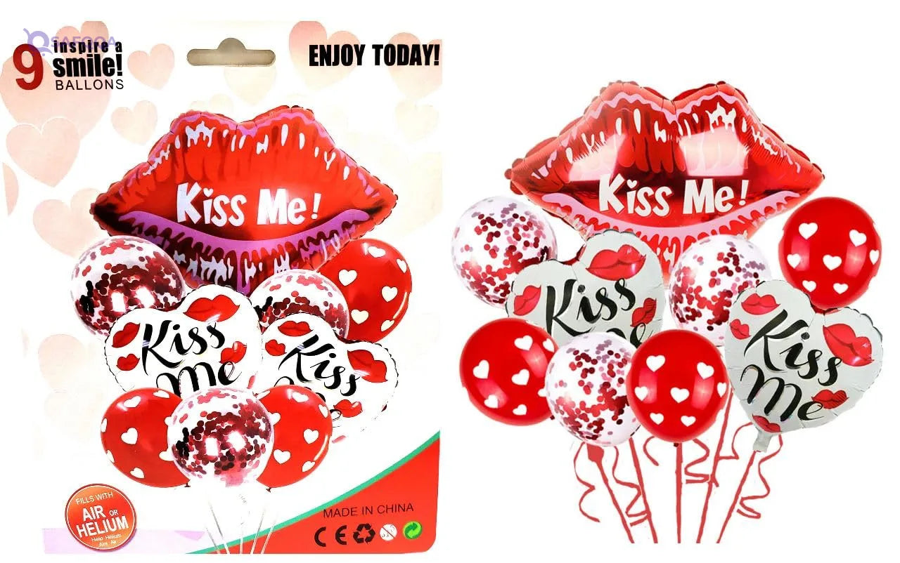 Generic Balloons Shape of A Kiss To Party, 9 Pieces,Perfect for birthdays, anniversaries, Valentine’s Day, and themed parties - Safqqa