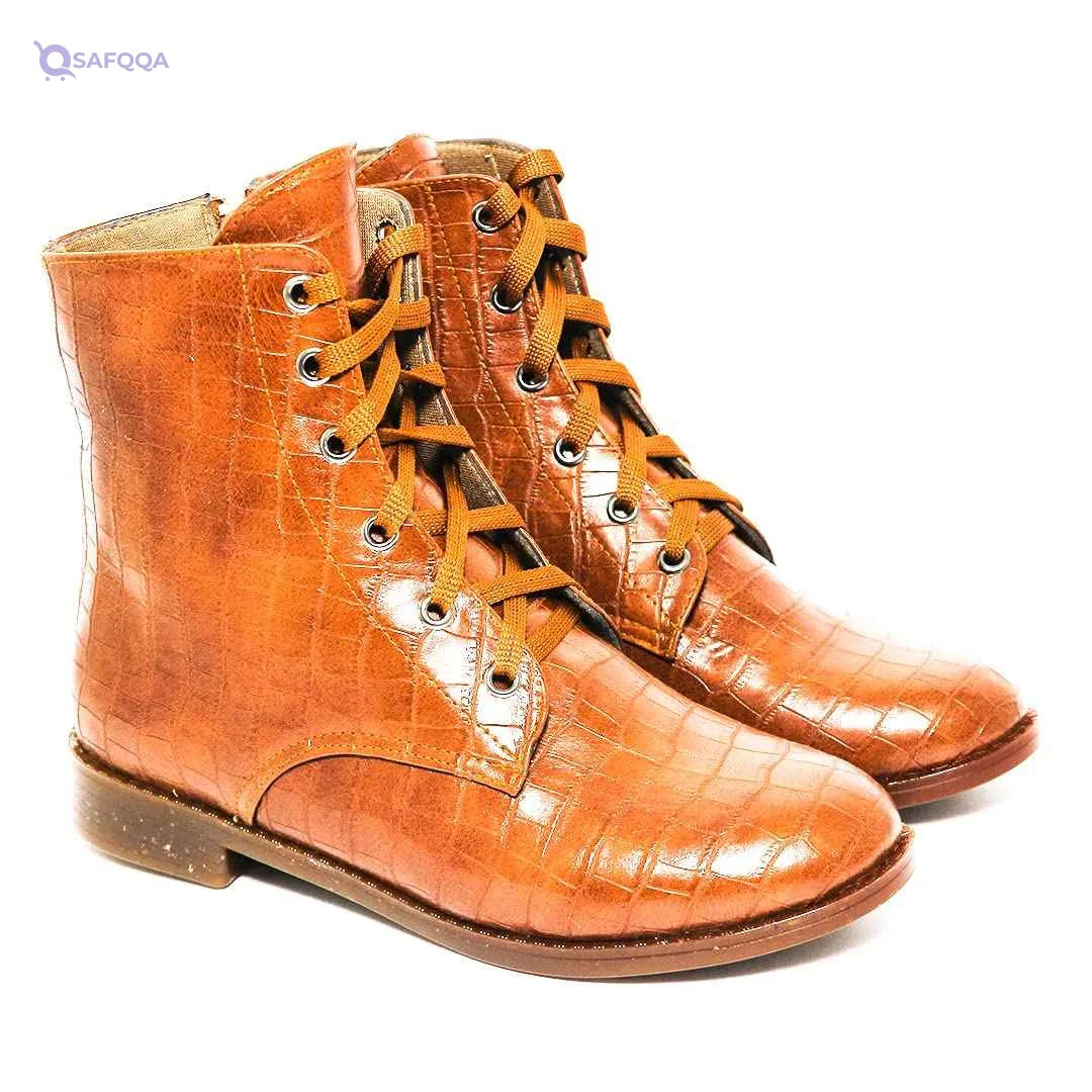 Glitter Printed Lizard Ankle Boots - Safqqa Egypt