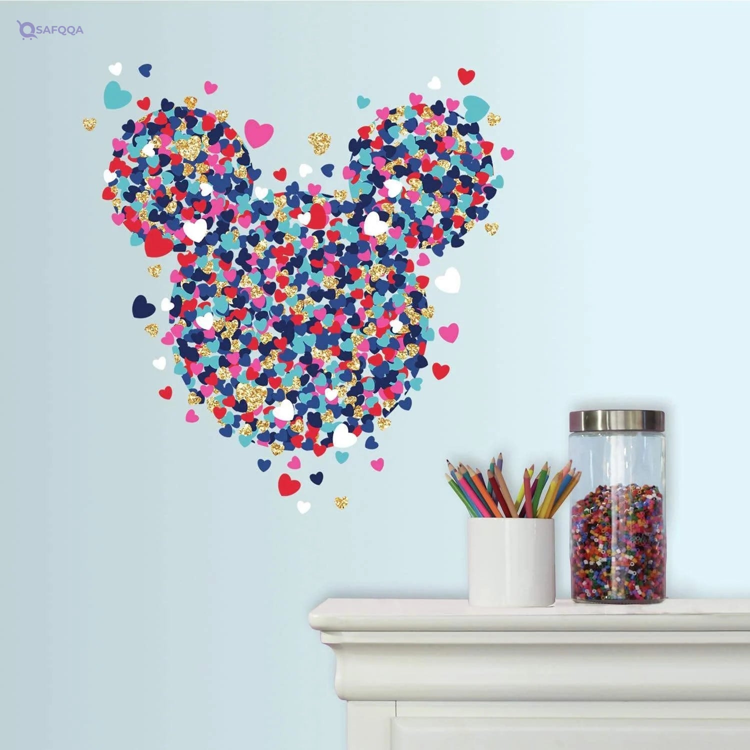 RoomMates Disney Minnie Mouse Heart Confetti Giant Peel & Stick Wall Decals with Glitter - Safqqa