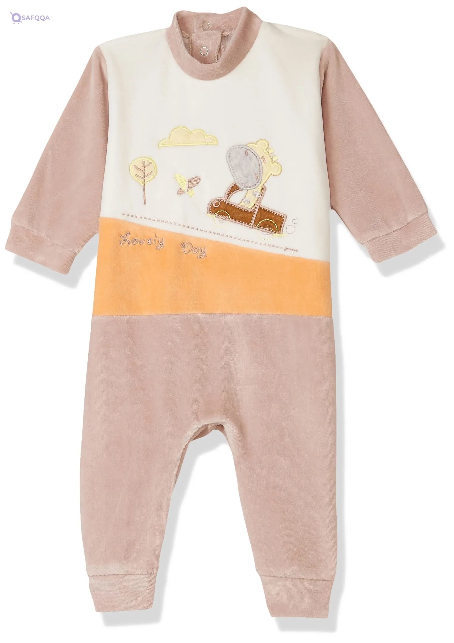 Papillon Long Sleeve Bodysuit for Boys with Stitched Detail and Snap Closure - Safqqa
