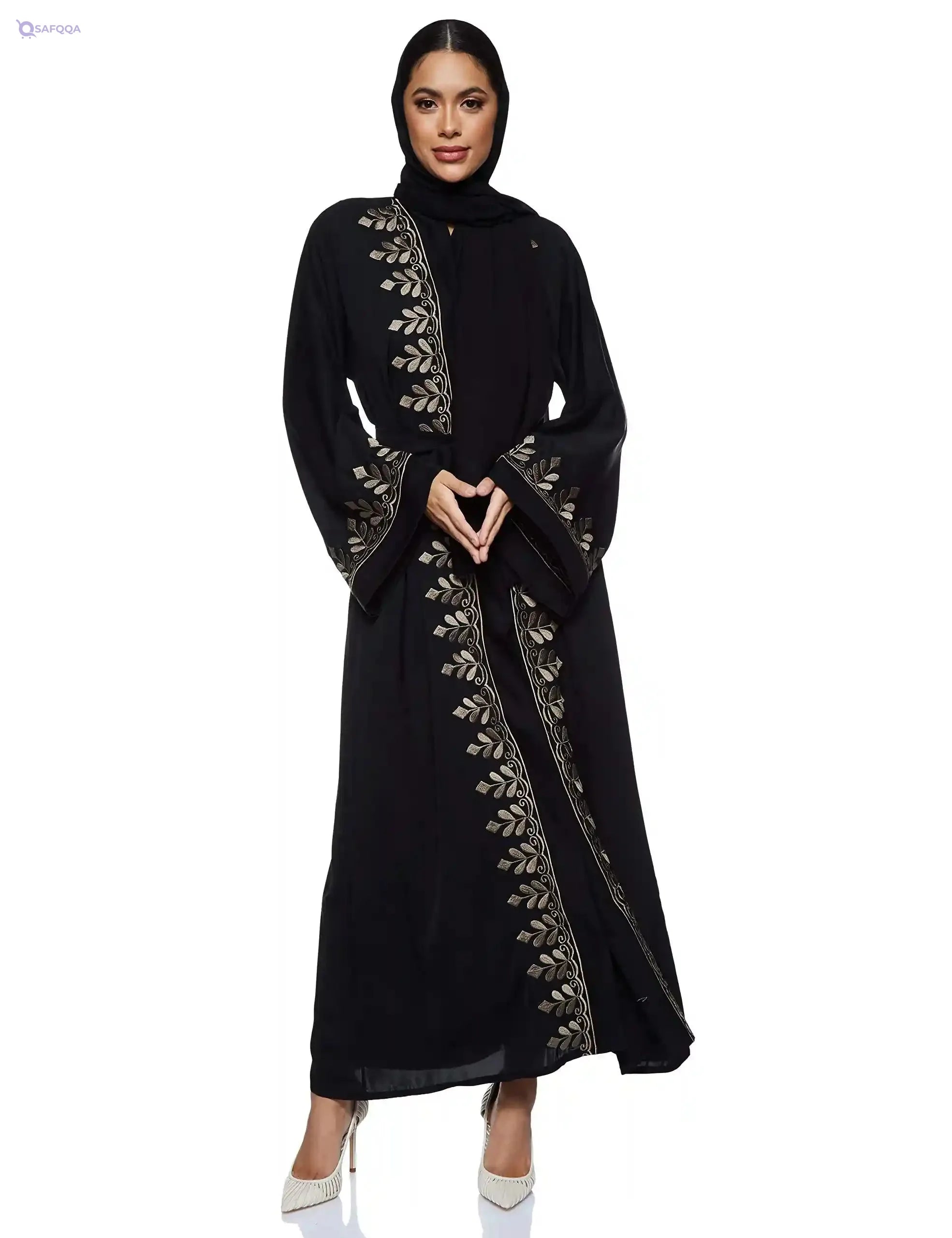 Nukhbaa Women's On Shoulder Modern Abaya - Safqqa