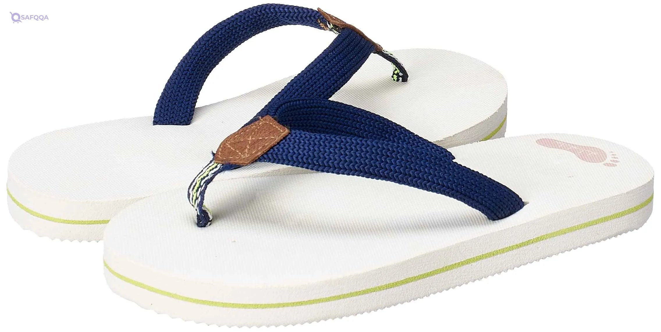 White Rubber Flip Flop Slipper For Kids With Colorful Fabric Strap - White Size:S - Safqqa Egypt