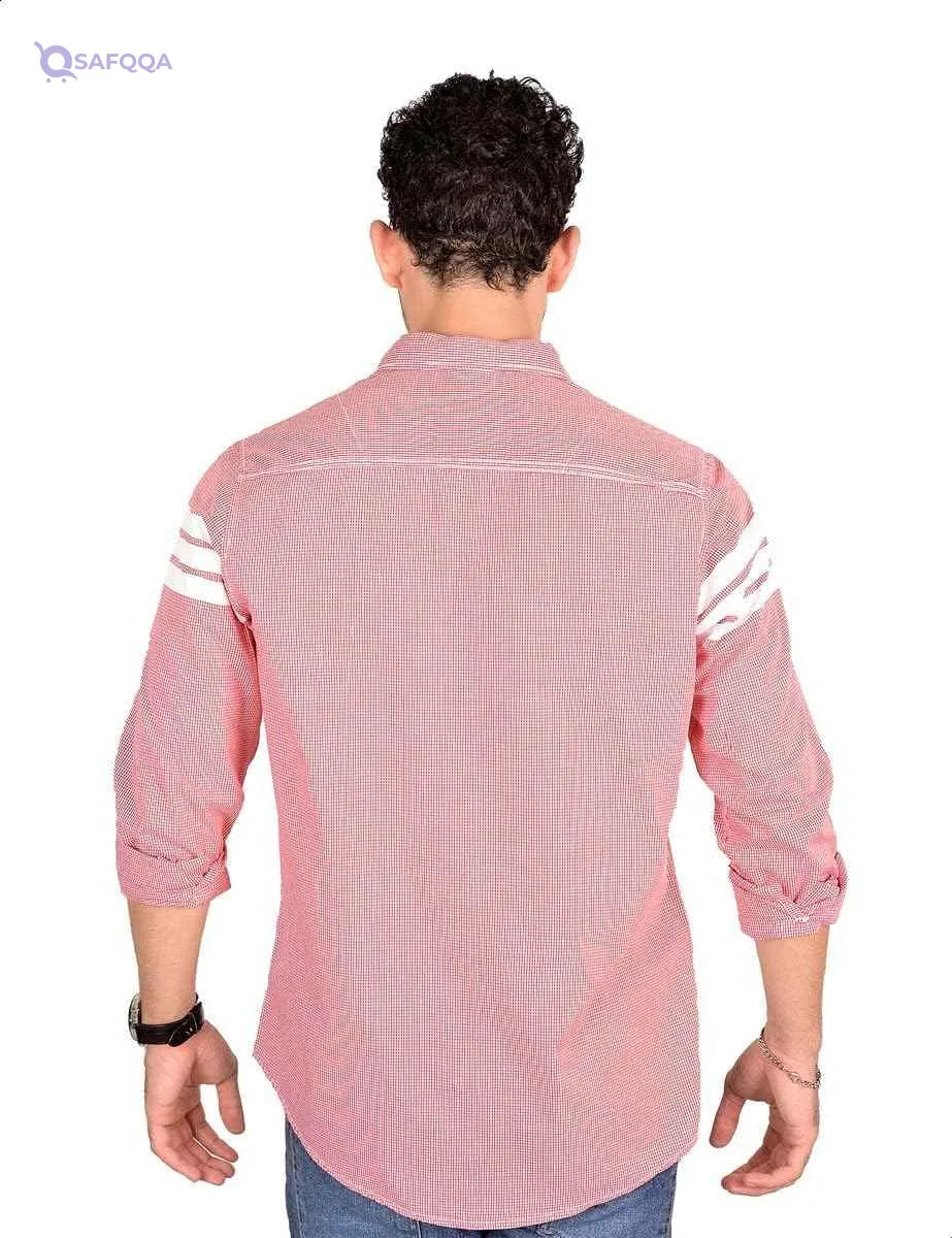 White Rabbit Slim-Fit Checkered Plaid Shirt for Men - Red and White, M - Safqqa Egypt