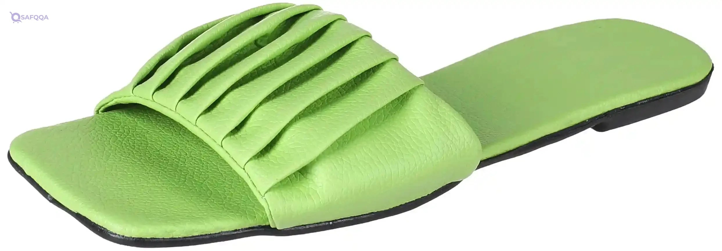 OX Faux Leather Green Slides OX005 For women, - Safqqa Egypt