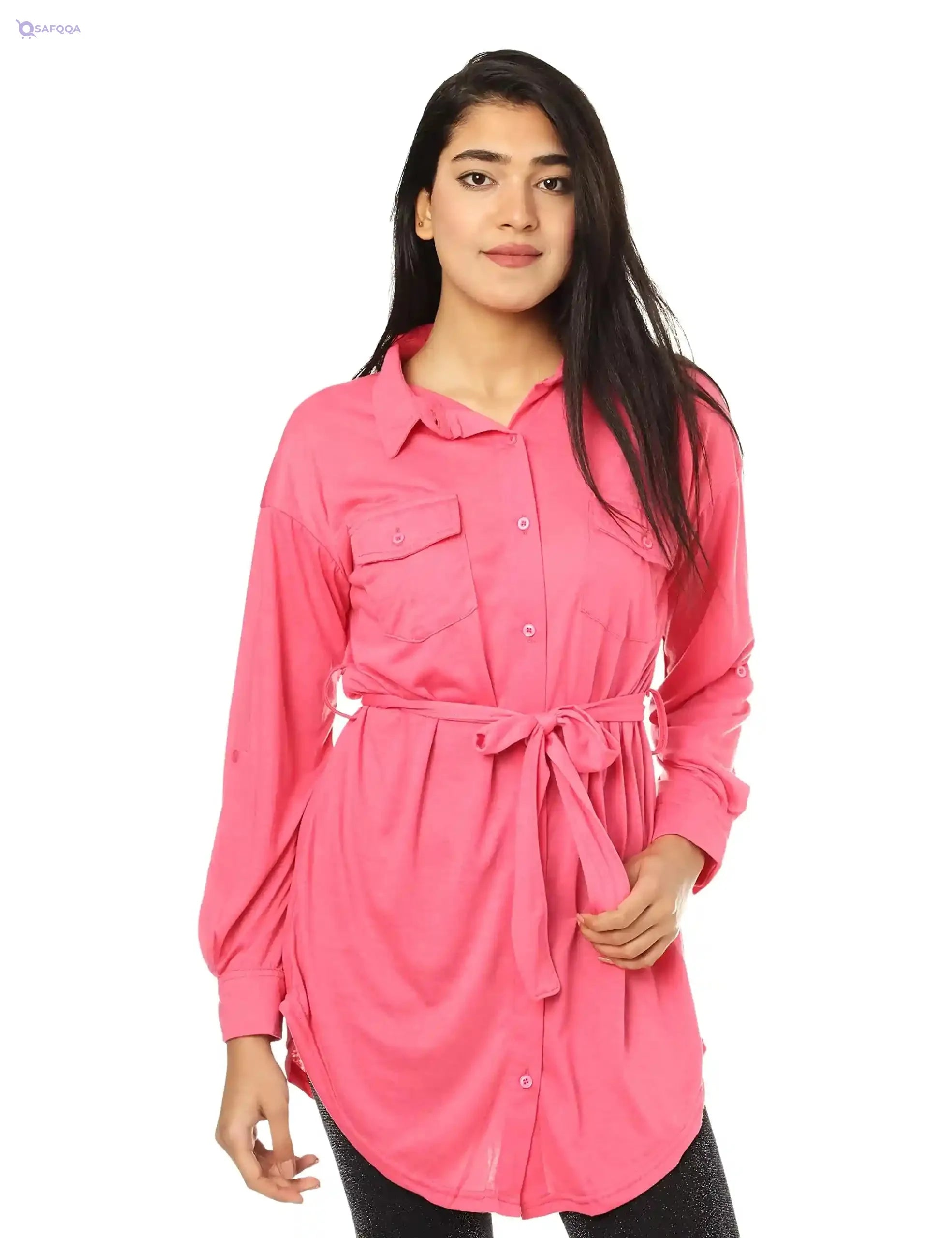 JAMILA Women Women Buttoned Full Sleeves Blouse With 2 Pockets SHIRT - Safqqa Egypt